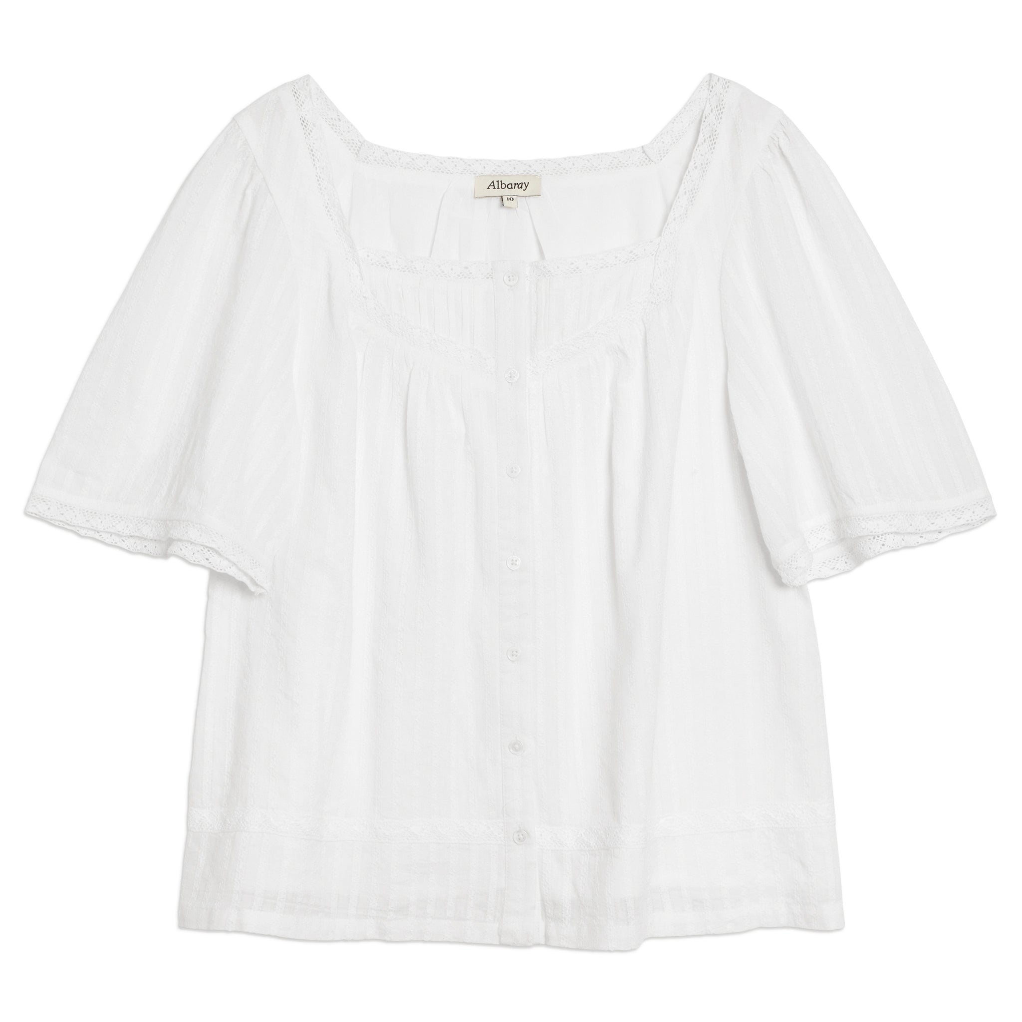 Re-Loved White Cotton Dobby Top Size 10