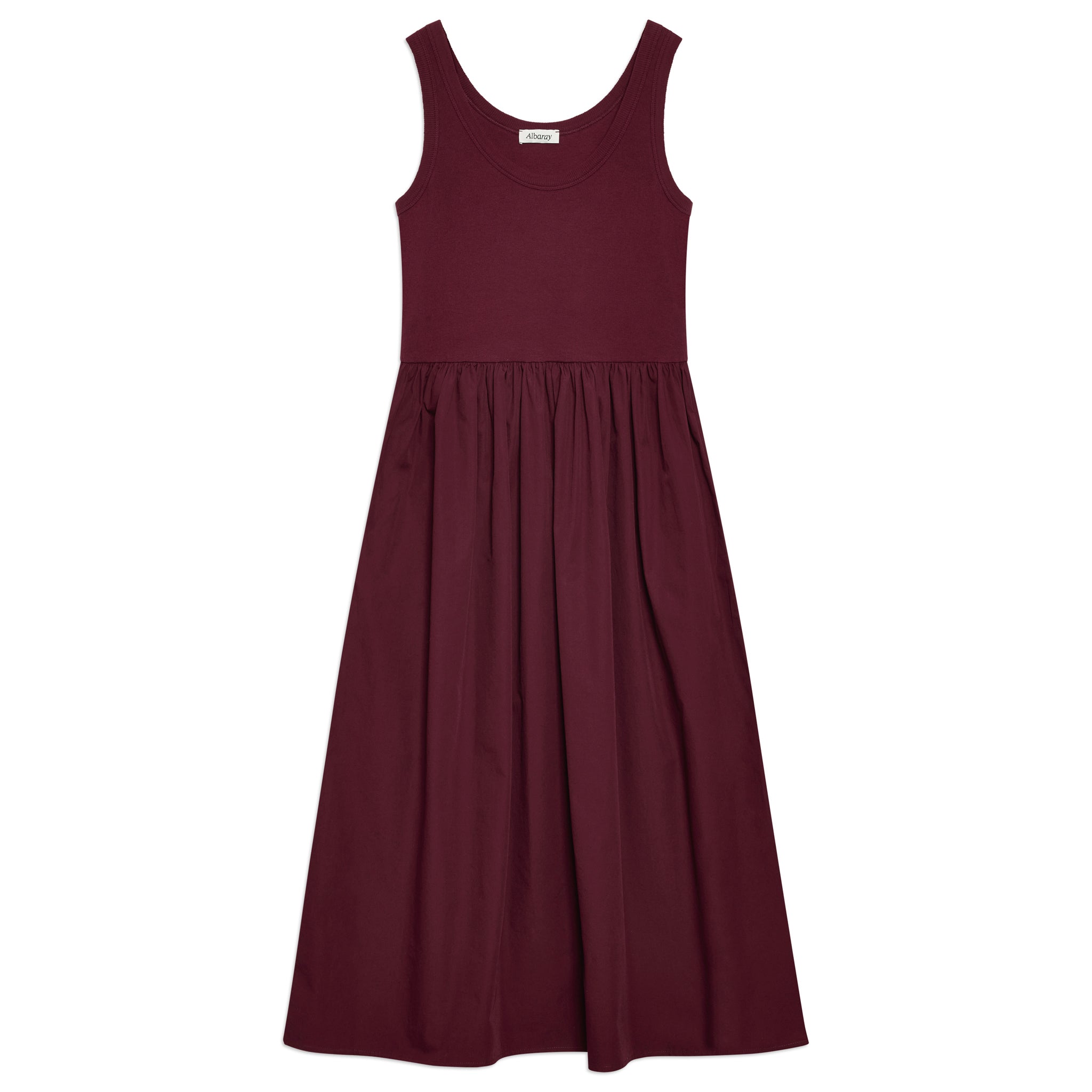 Cherry Jersey & Woven Mix Vest Dress