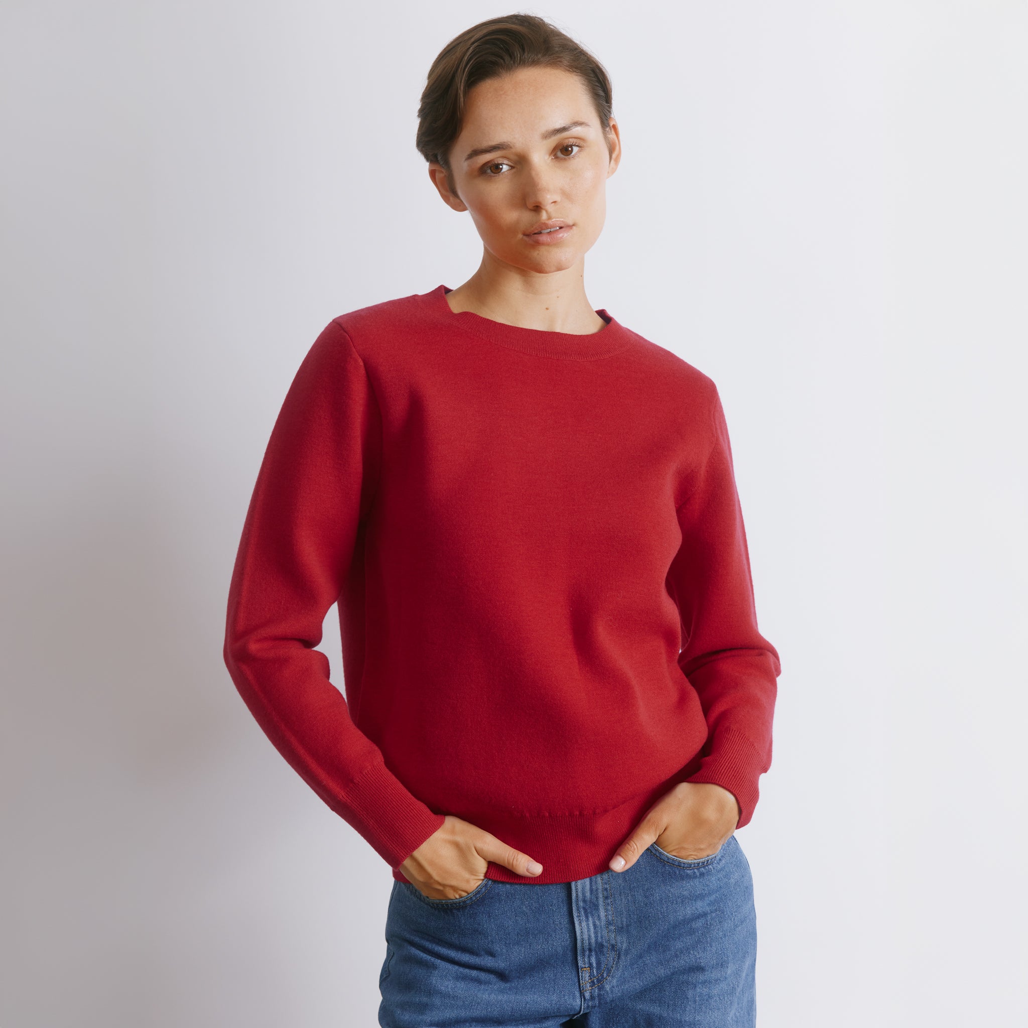 Red Knit Sweatshirt