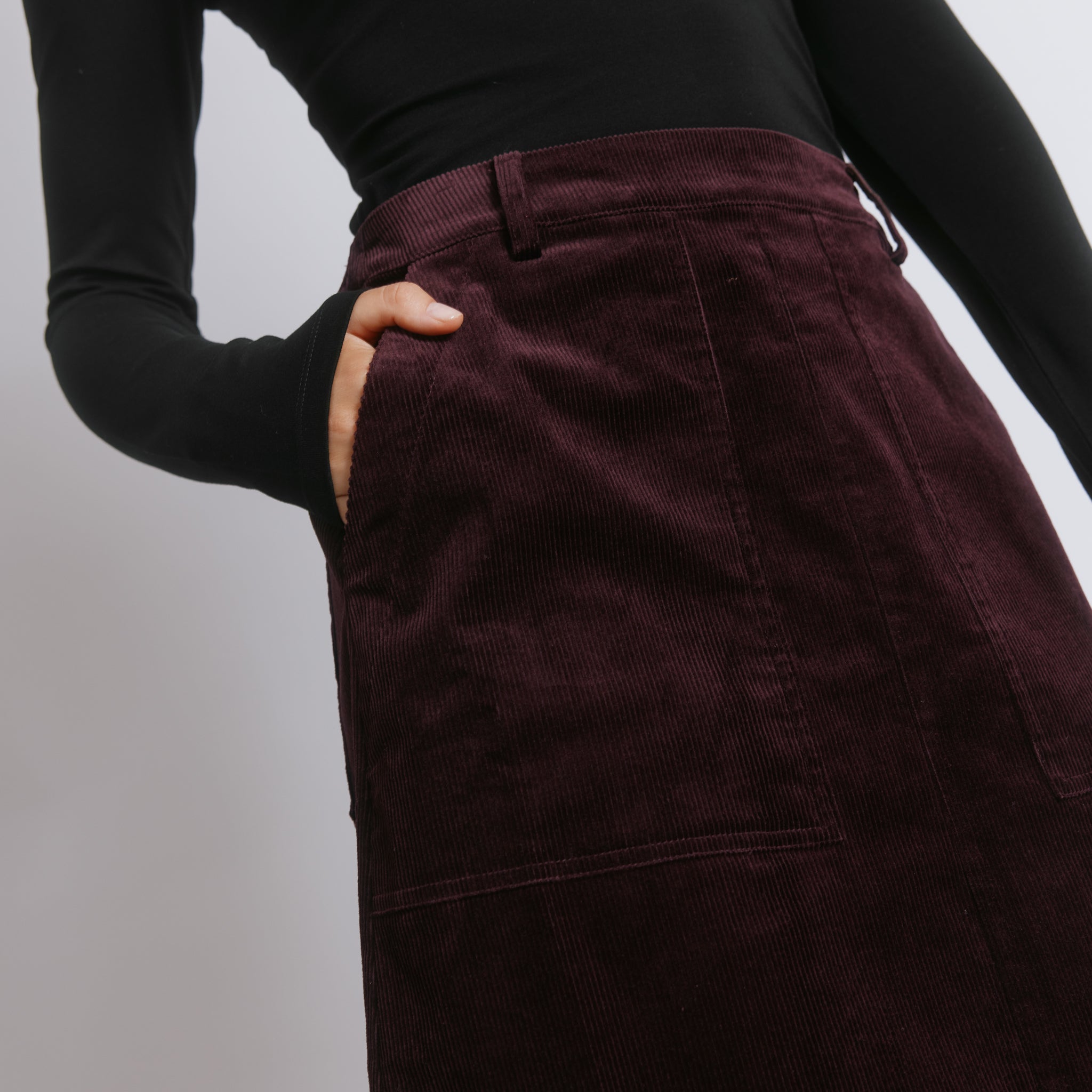 Burgundy Cord A Line Skirt