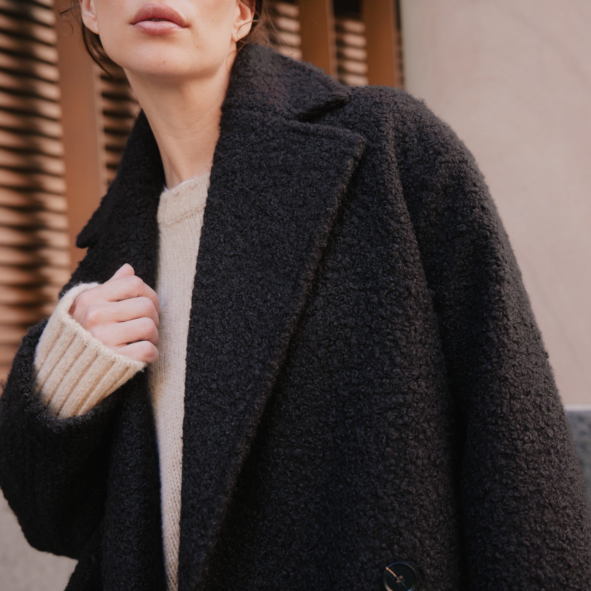 Chocolate Curly Double Breasted Coat