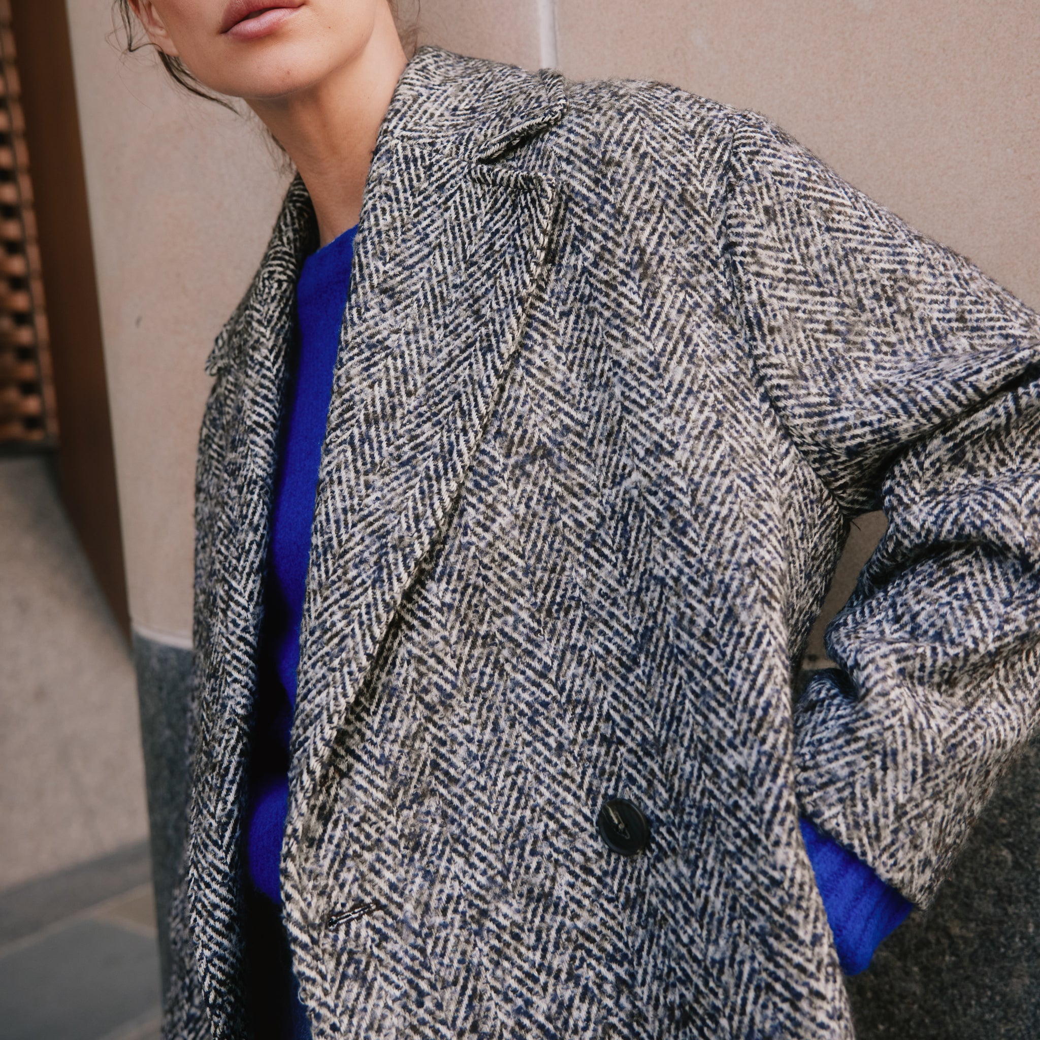 Herringbone Tweed Coat