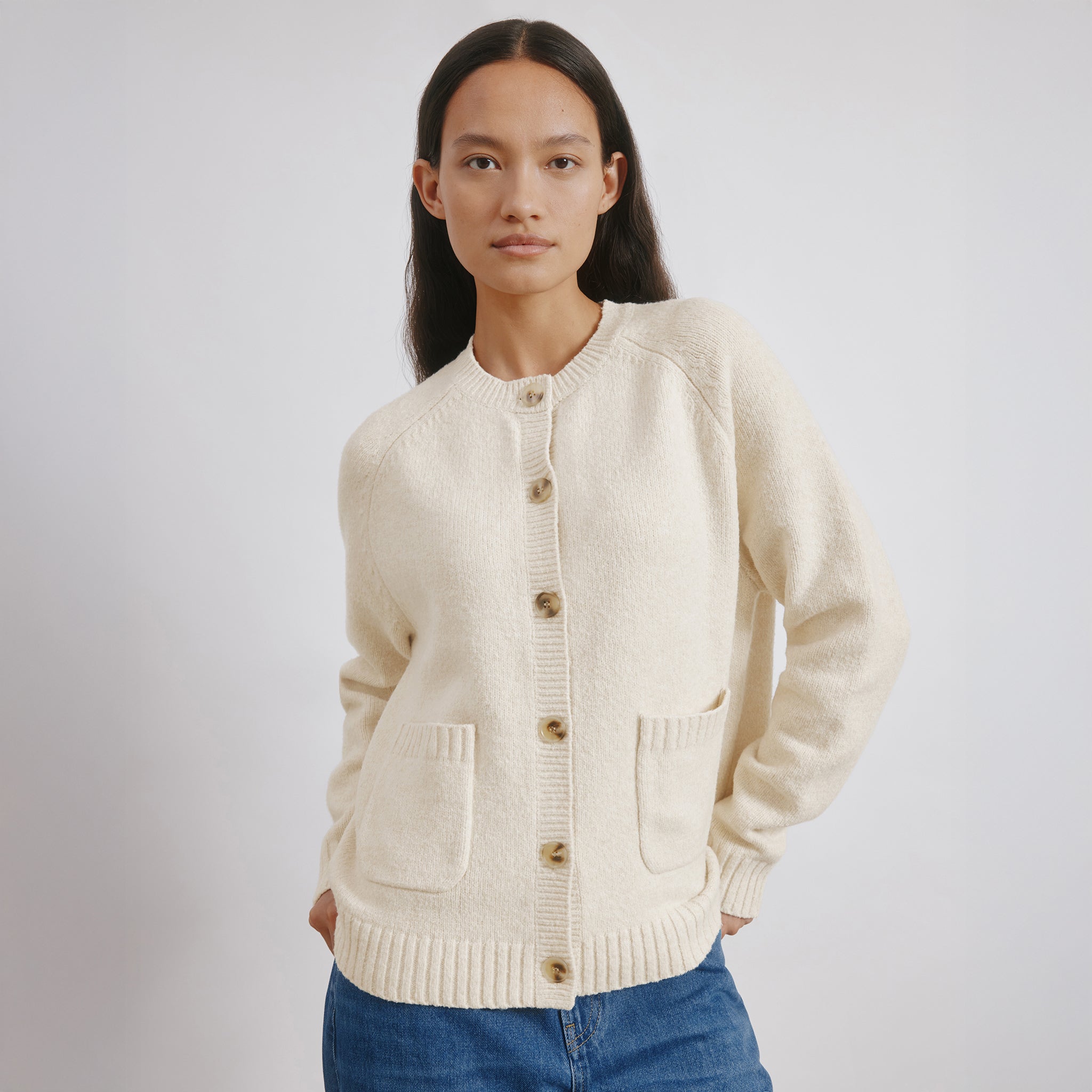 Cosy Pocket Crew Cardi Oatmeal