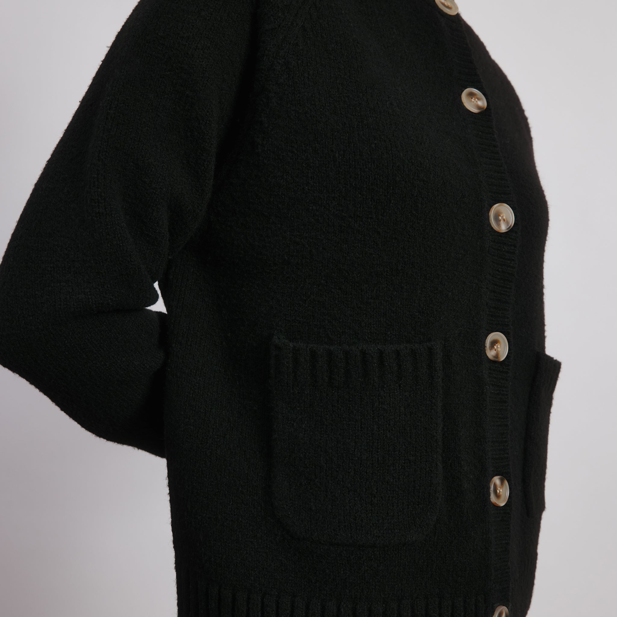 Cosy Pocket Crew Cardi Black