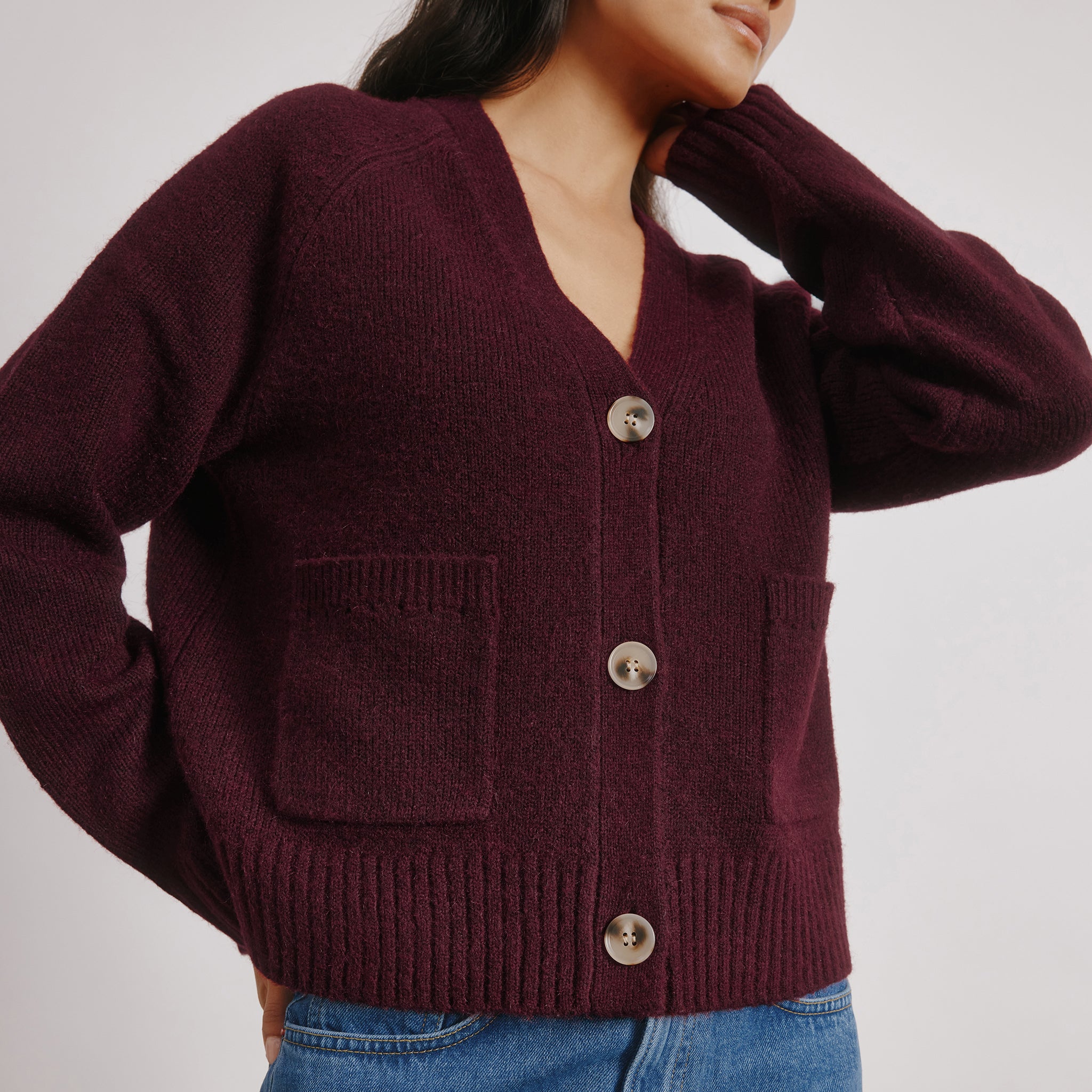 Cosy Relaxed Cardigan Burgundy