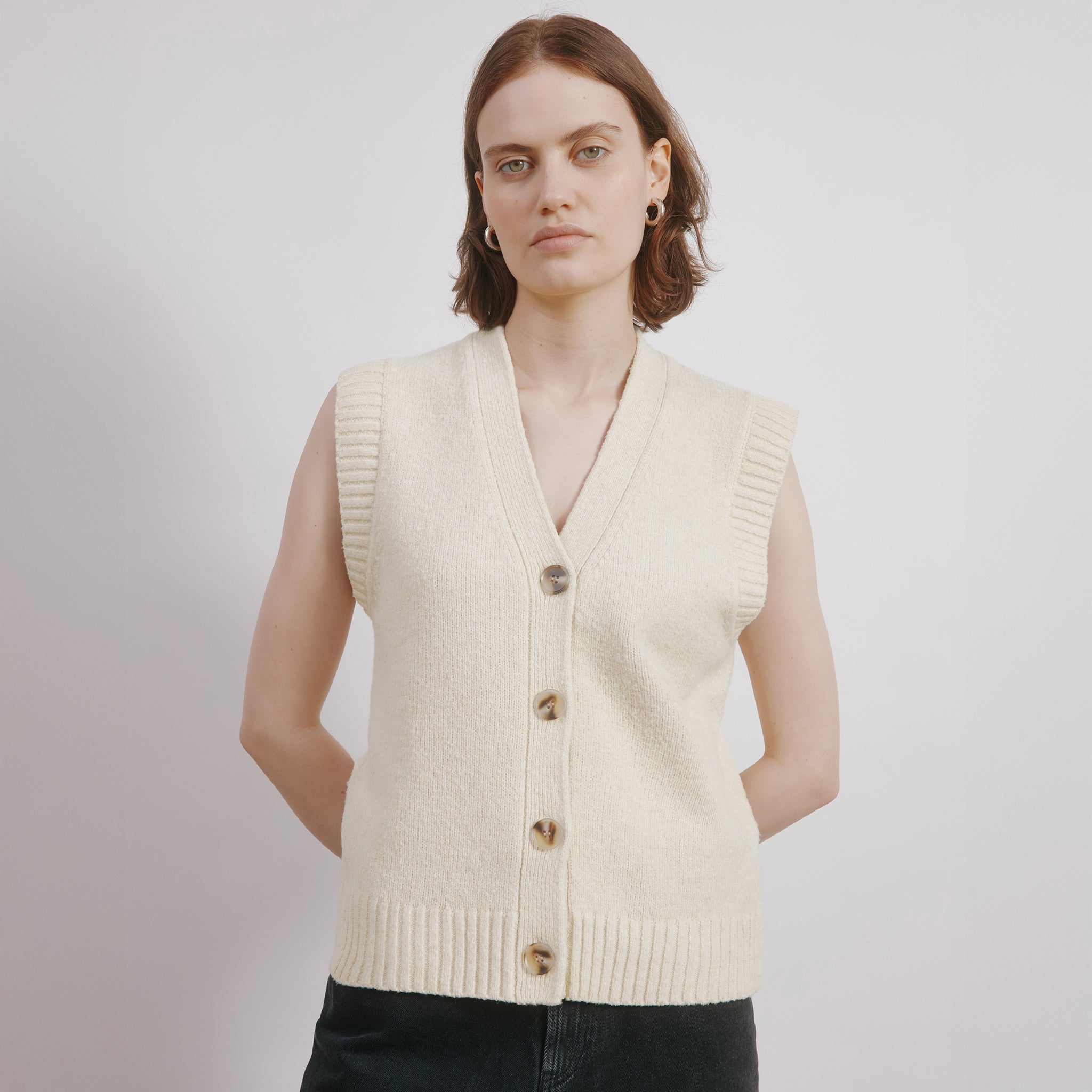 Cosy Button Tank Oatmeal