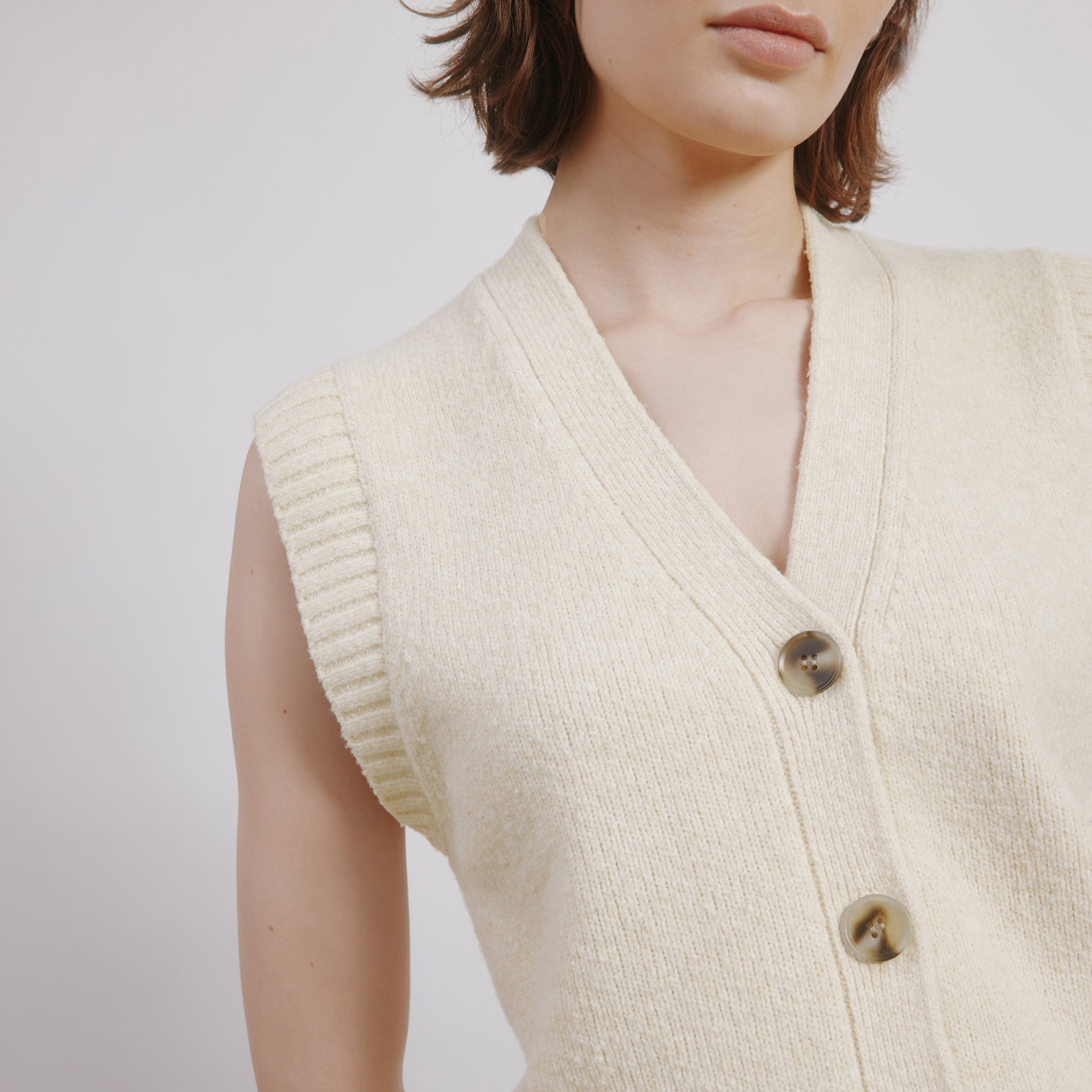 Cosy Button Tank Oatmeal