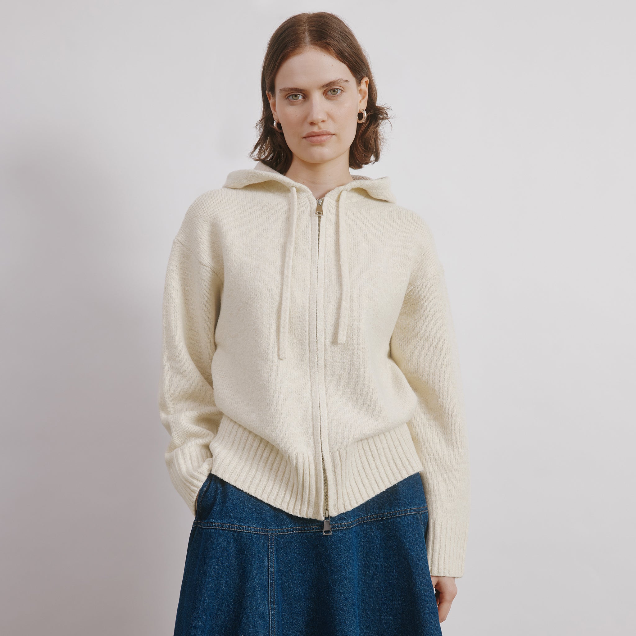 Oatmeal Cosy Knitted Hoodie | Sustainable Womenswear | Albaray