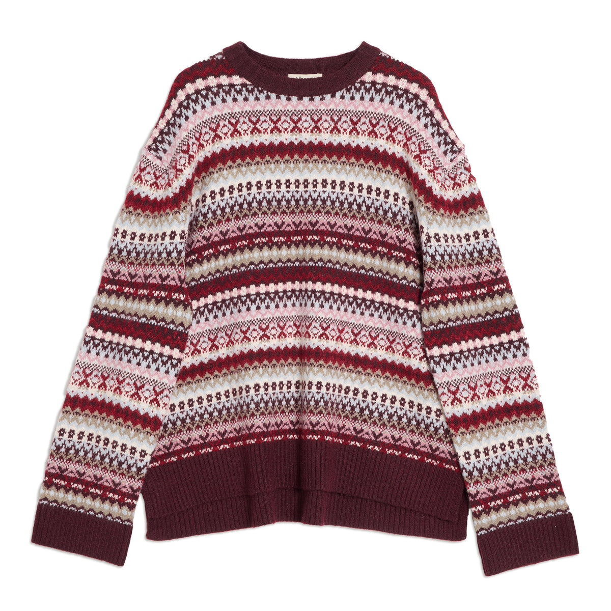 Re-Loved Burgundy Fair Isle Jumper - Size 8