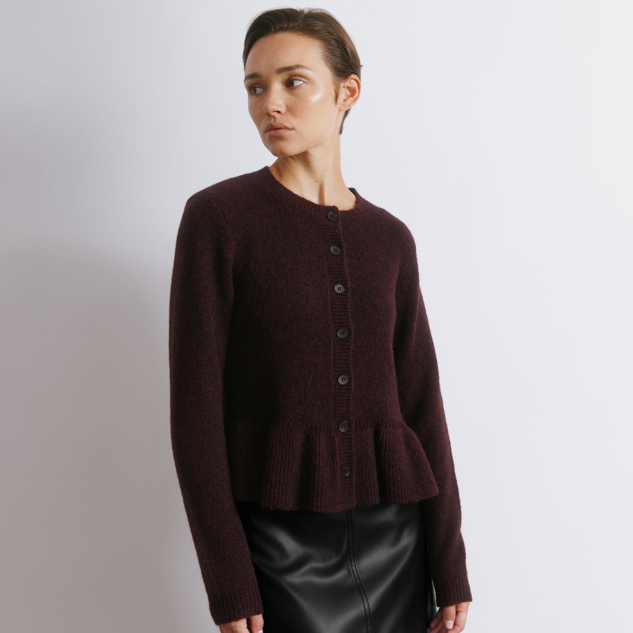 Mohair Blend Peplum Cardigan