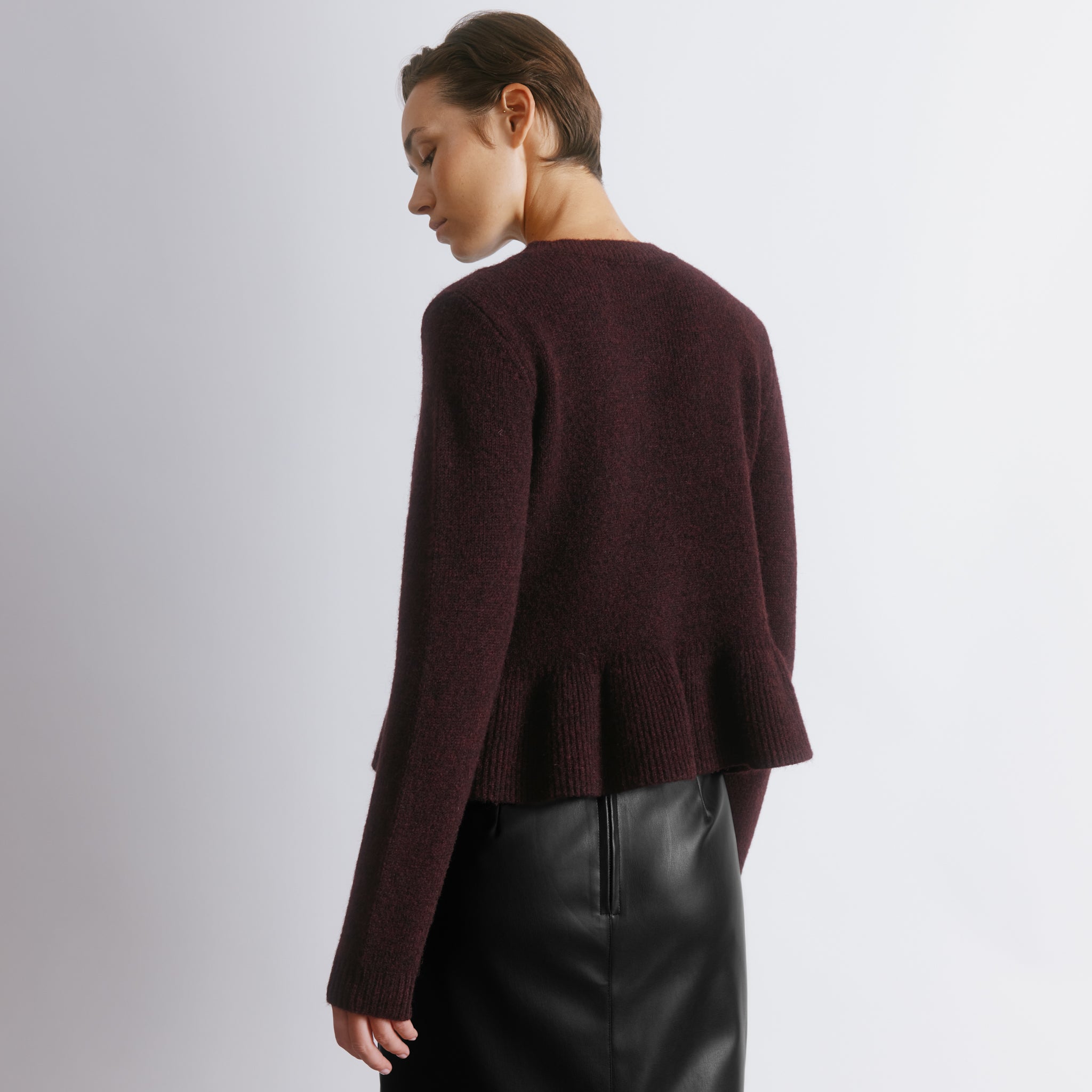 Mohair Blend Peplum Cardigan