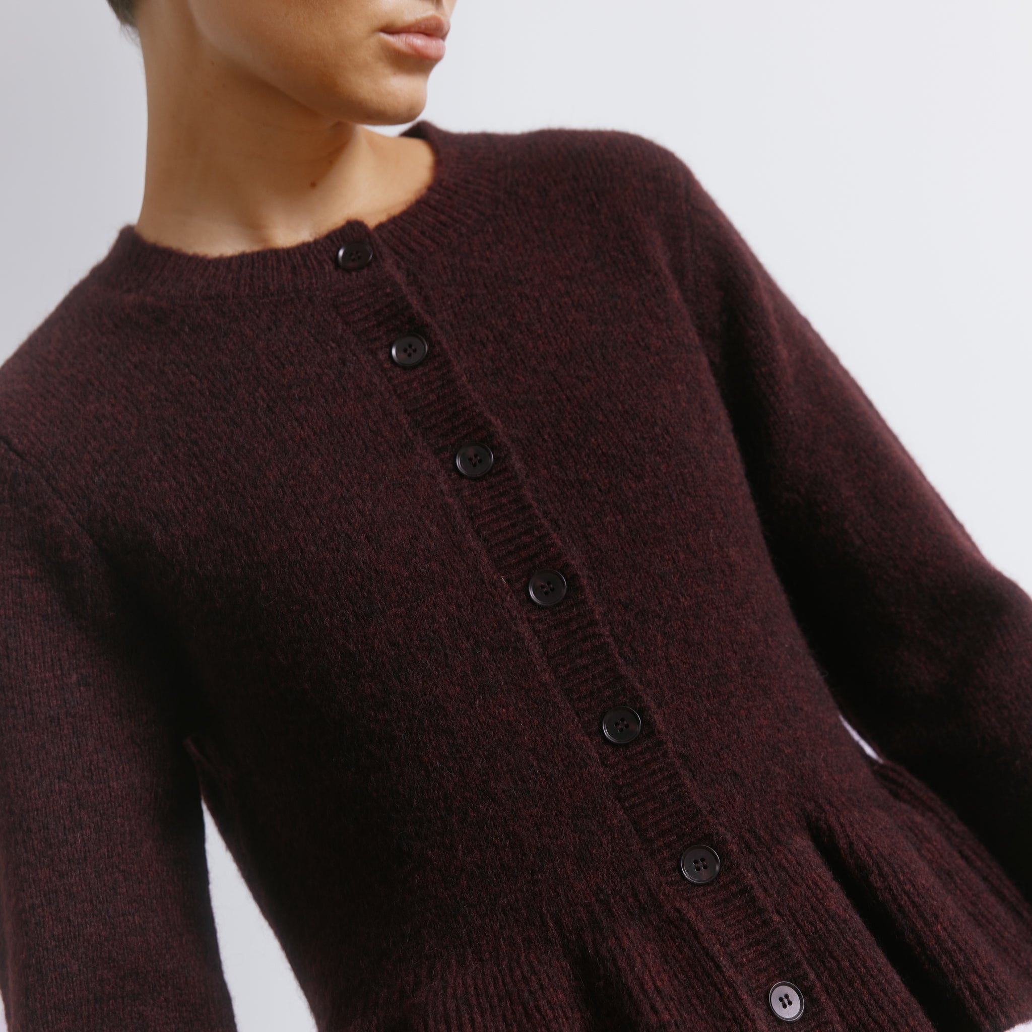 Mohair Blend Peplum Cardigan
