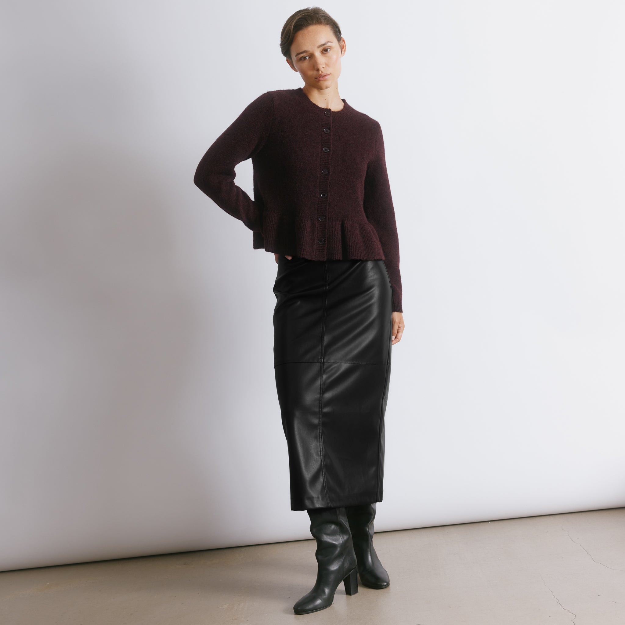 Mohair Blend Peplum Cardigan