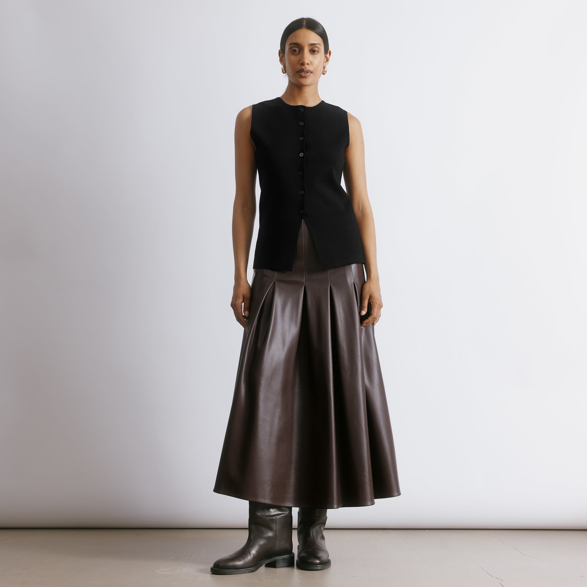 Black Longline Knitted Waistcoat