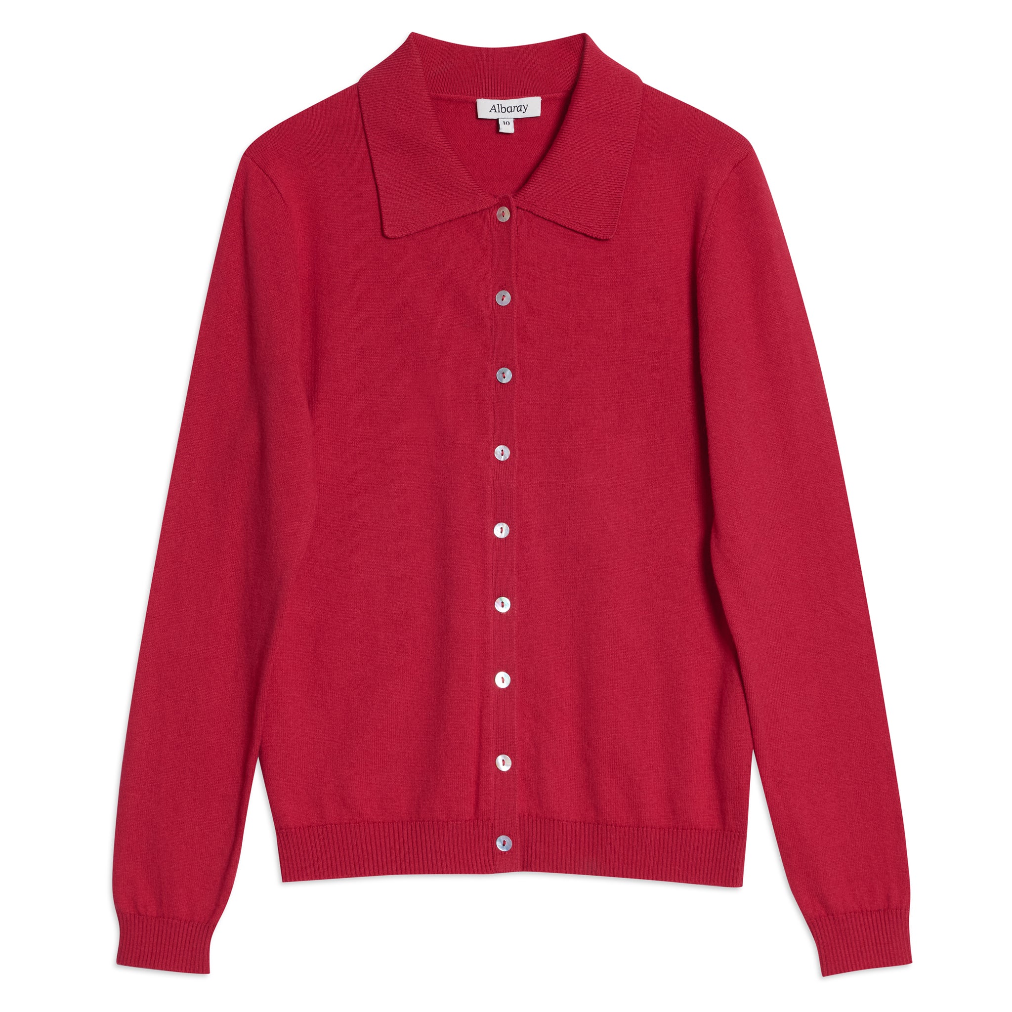 Red Fine Knit Polo Top