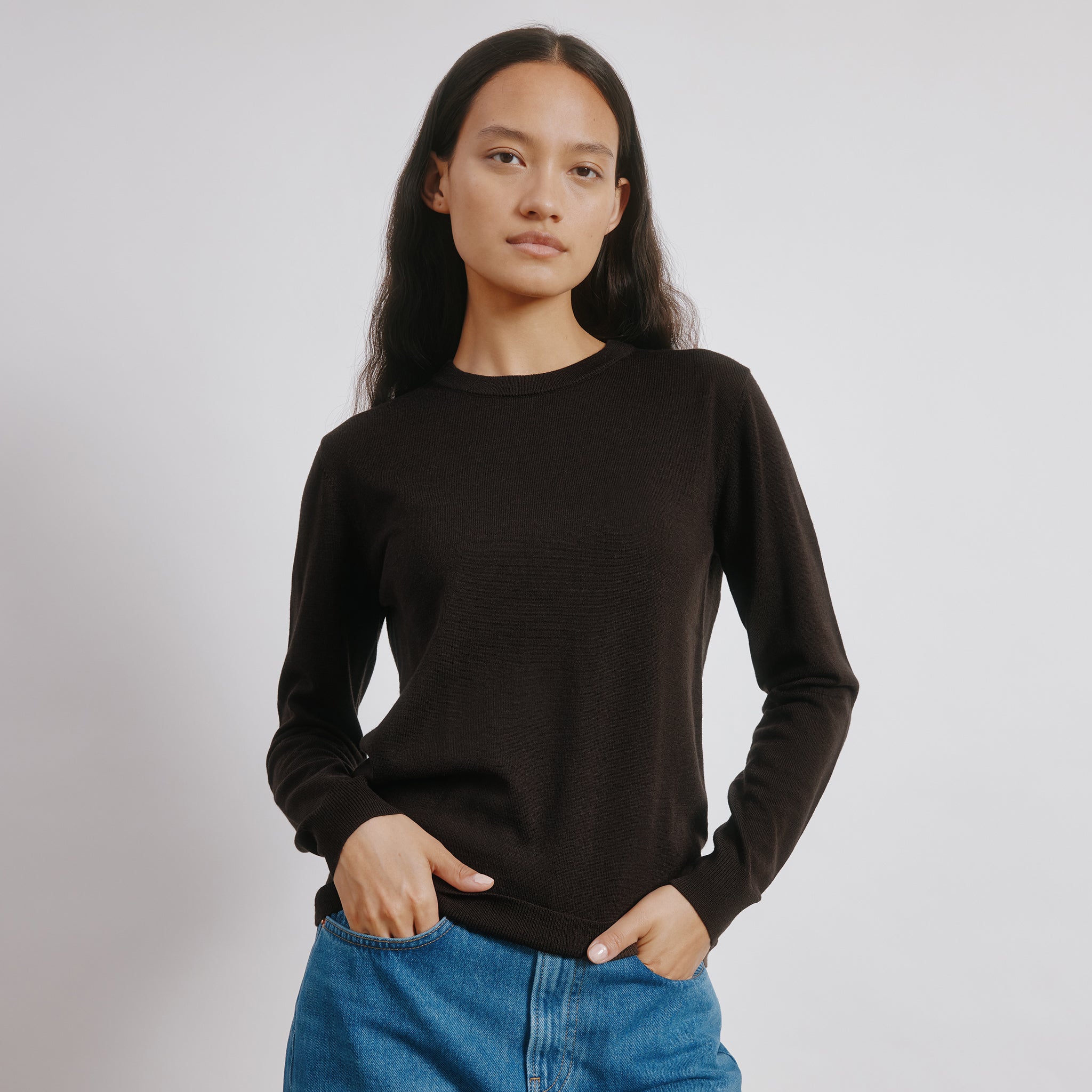 Chocolate Fine Merino Wool Jumper