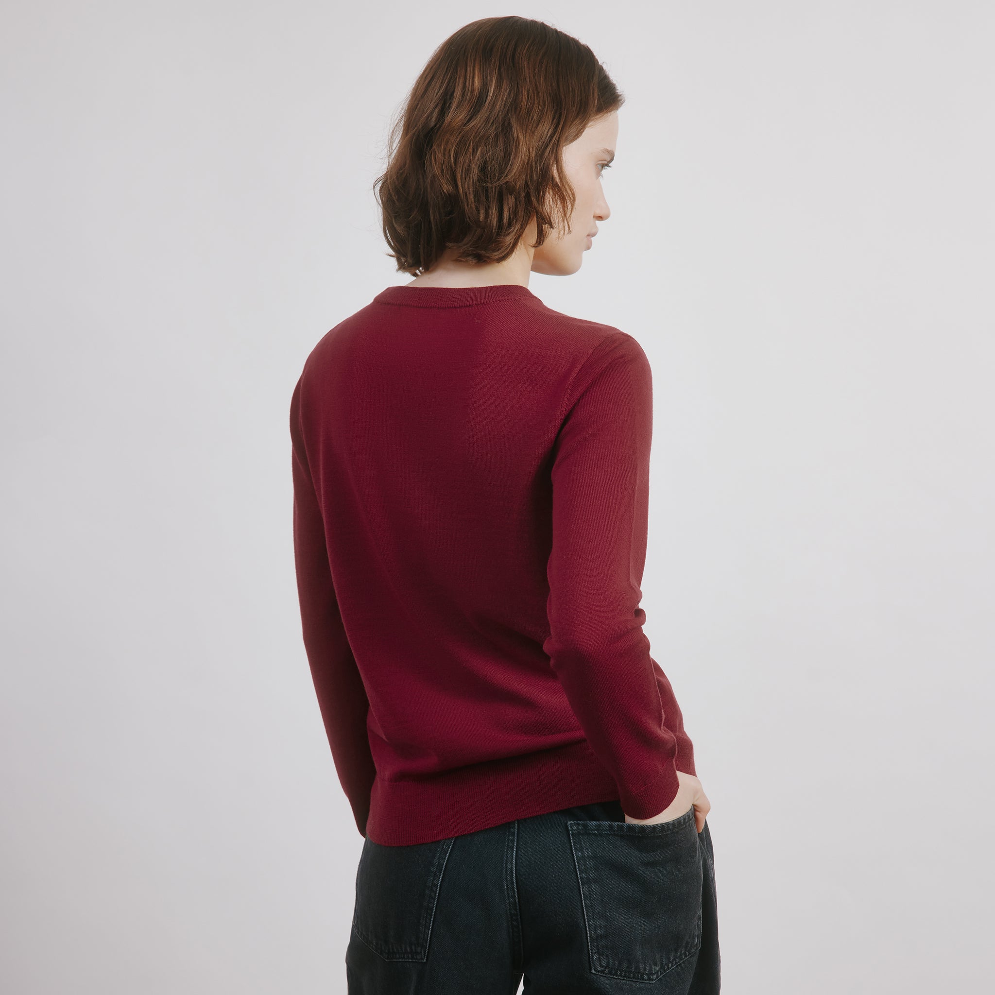 Red Fine Merino Wool Jumper
