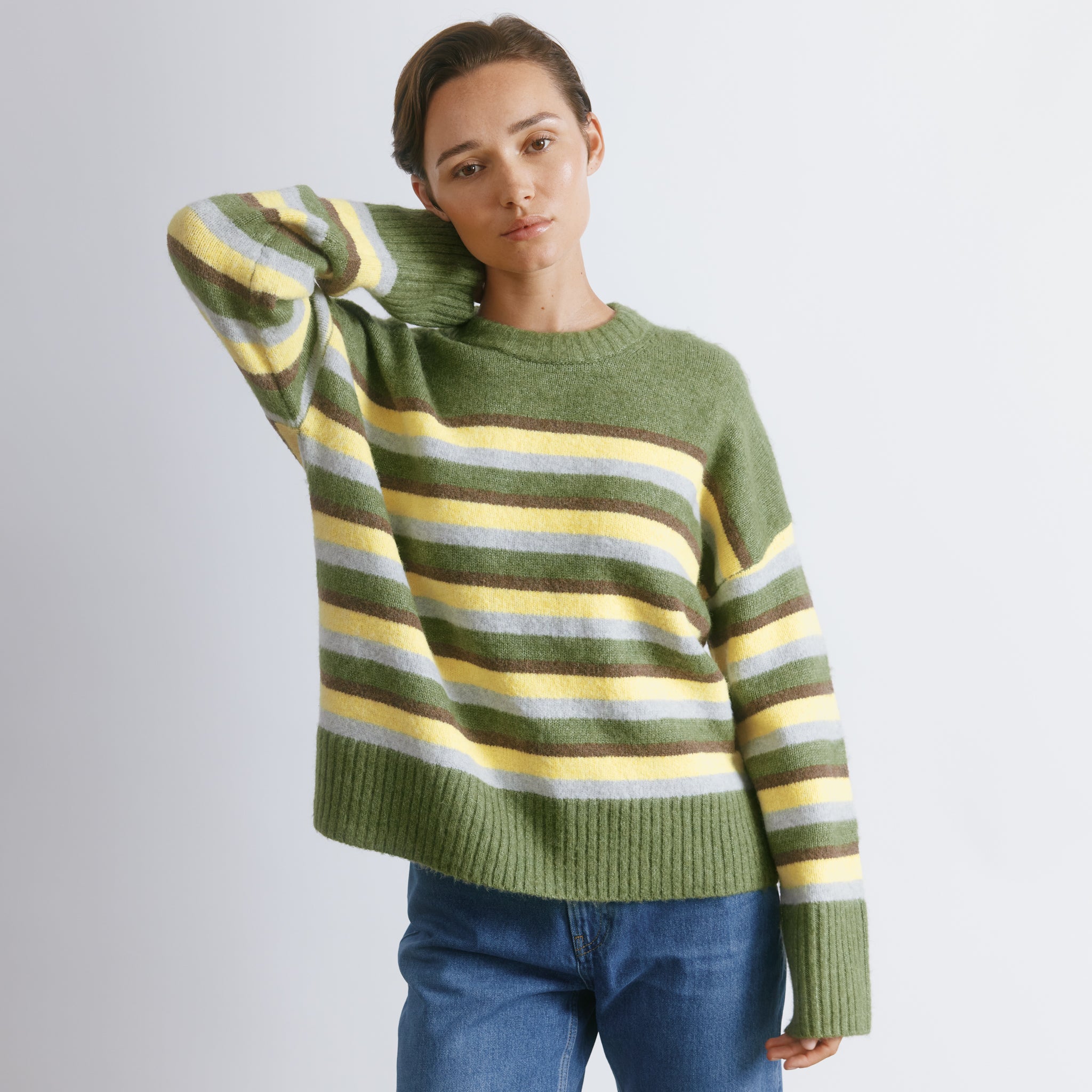 Green & Chocolate Stripe Jumper