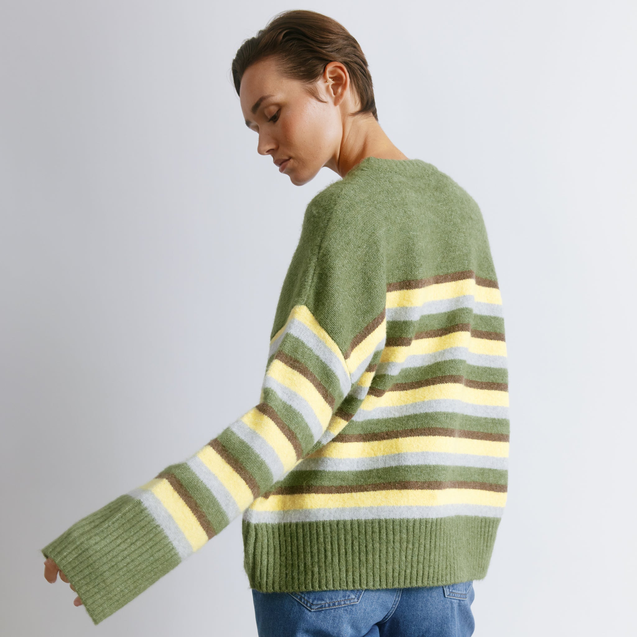 Green & Chocolate Stripe Jumper