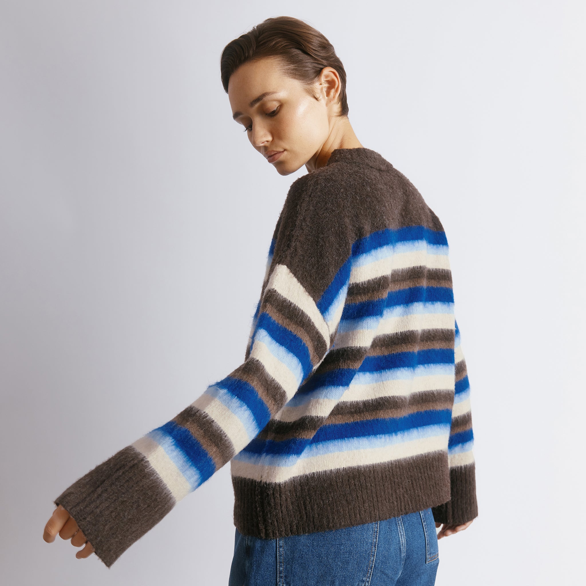 Chocolate & Blue Stripe Jumper