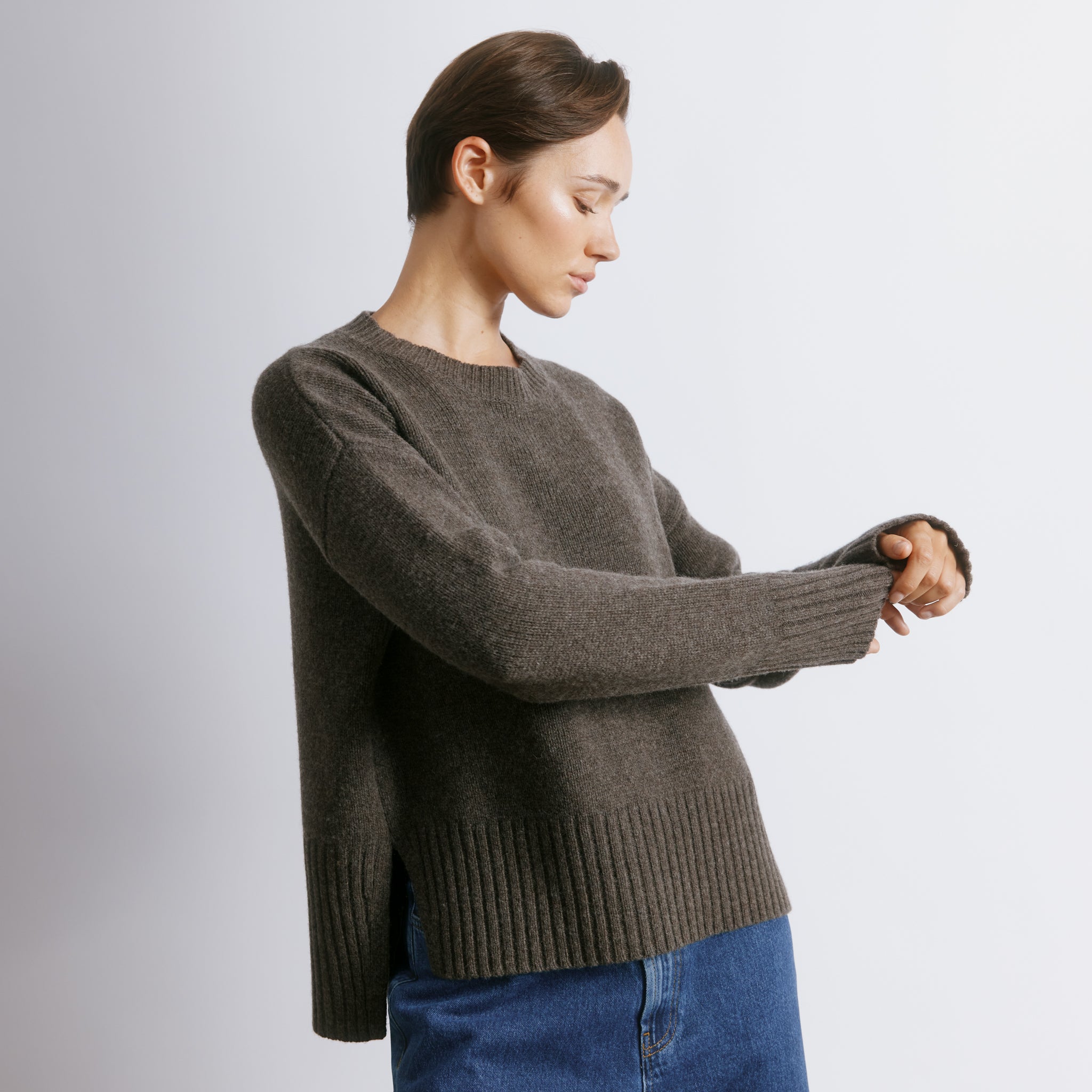 Chocolate Deep Rib Chunky Merino Jumper