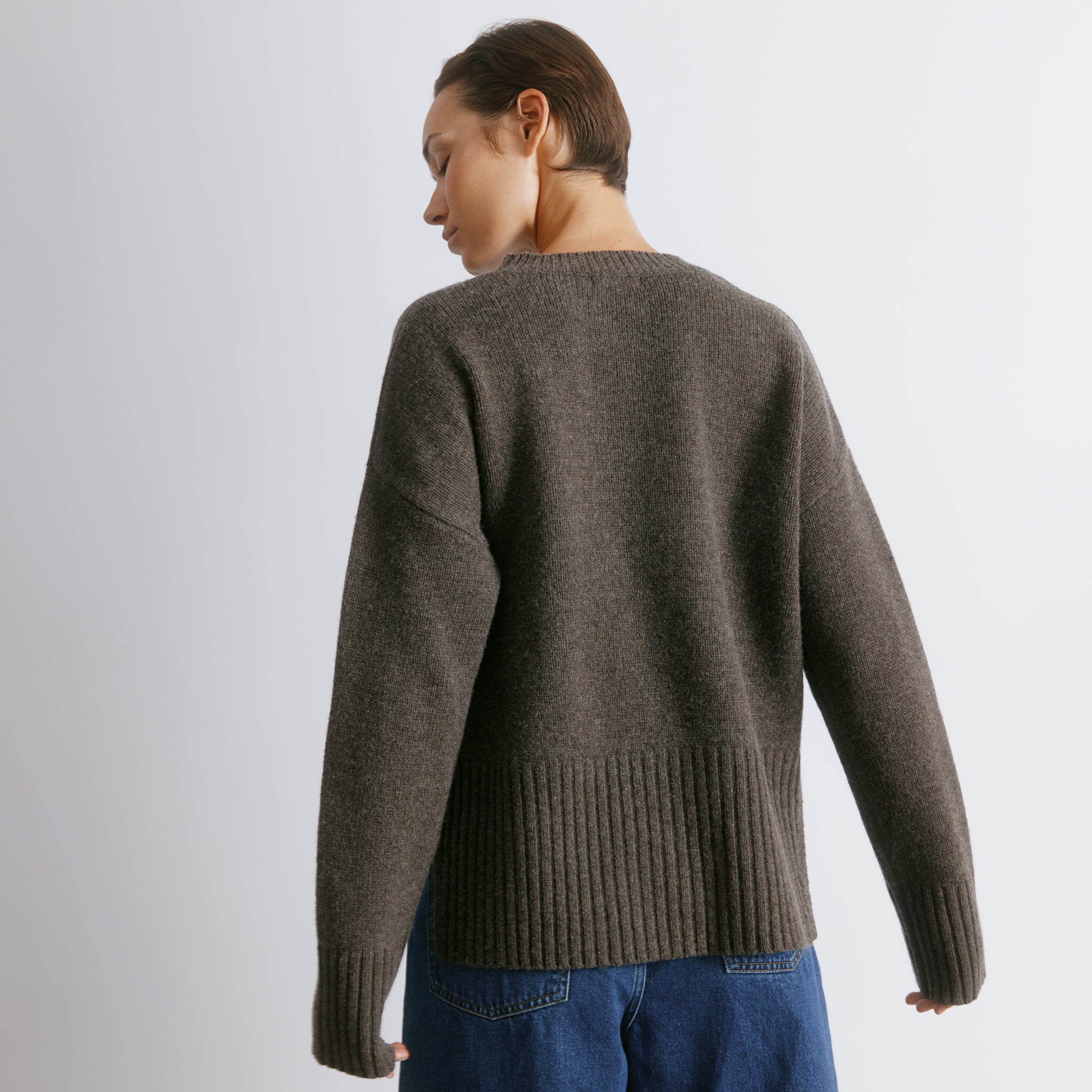 Chocolate Deep Rib Chunky Merino Jumper