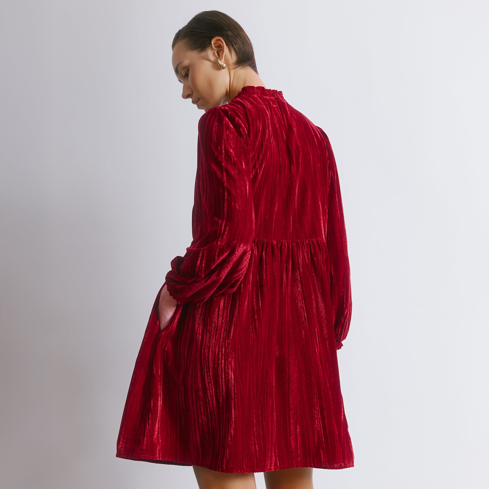 Crushed Velvet Short Dress