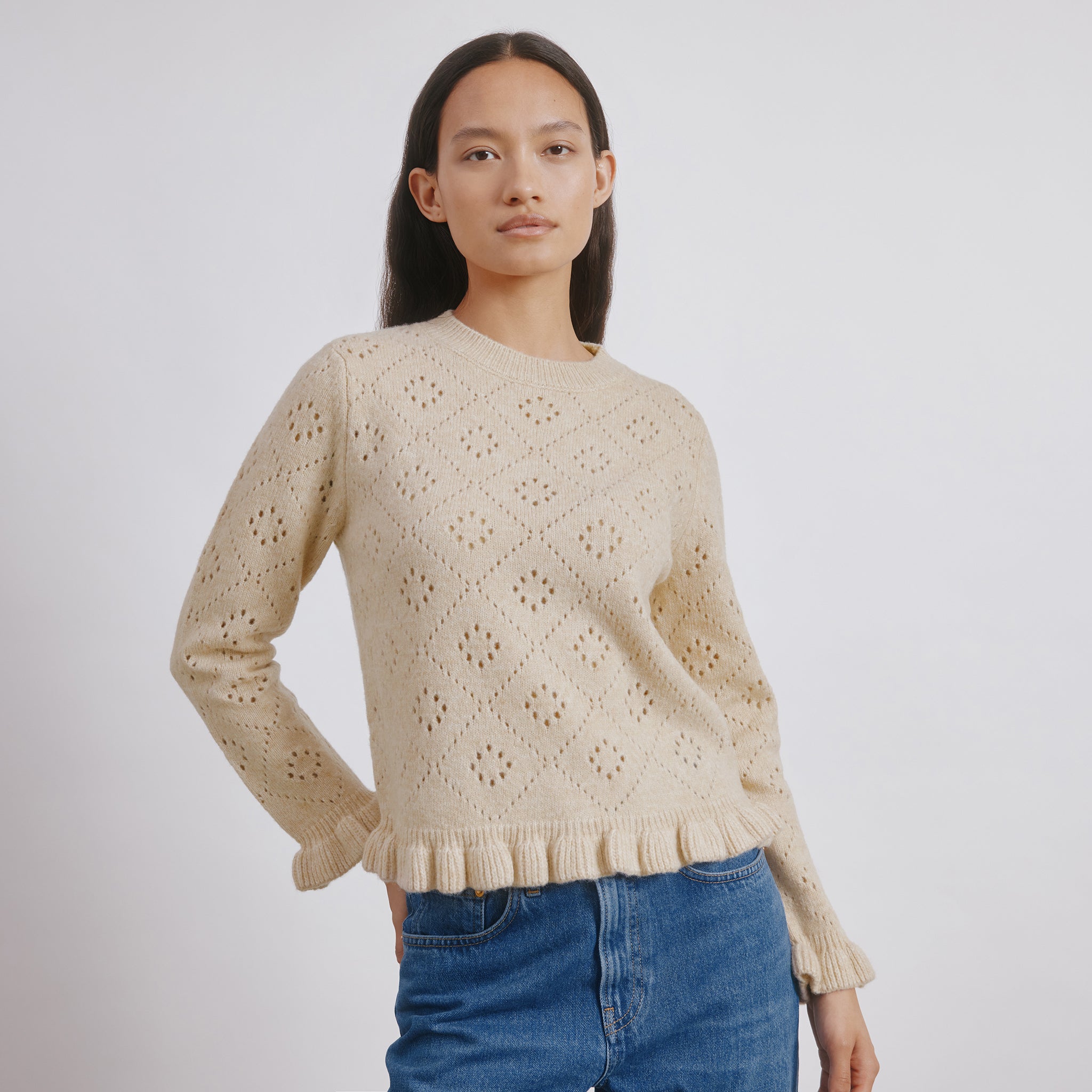 Pointelle Ruffle Jumper
