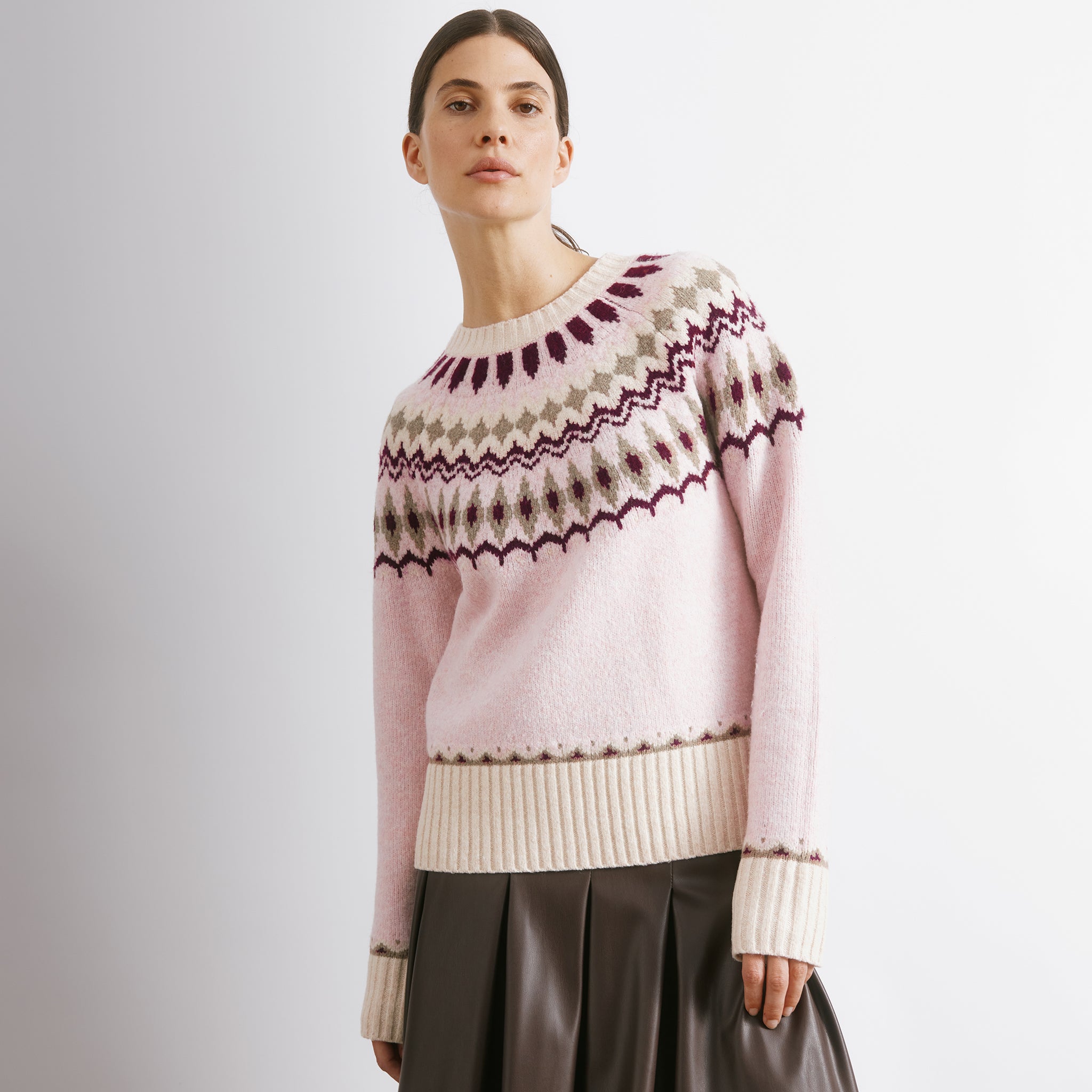 Pink Fair Isle Yoke Jumper