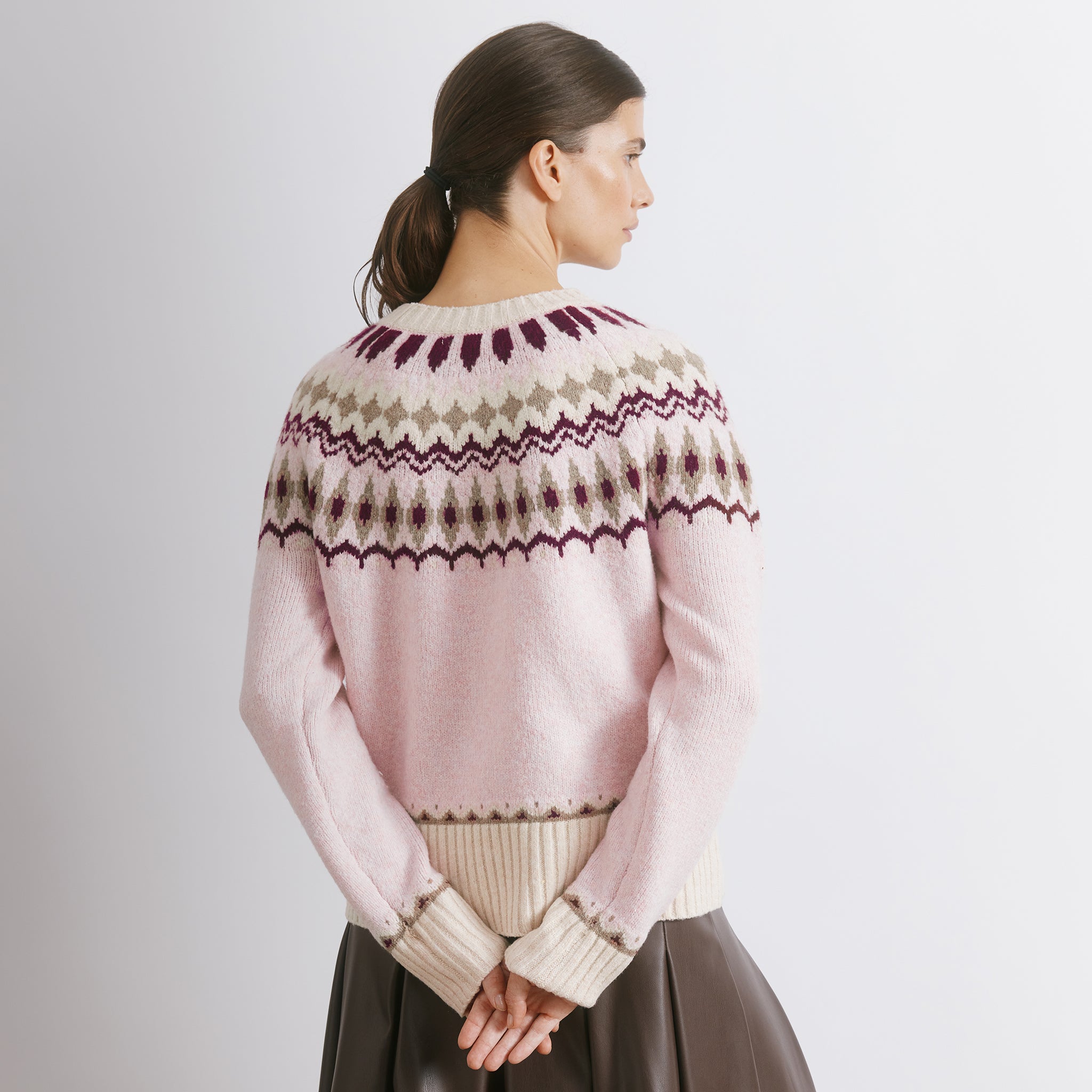 Pink Fair Isle Yoke Jumper