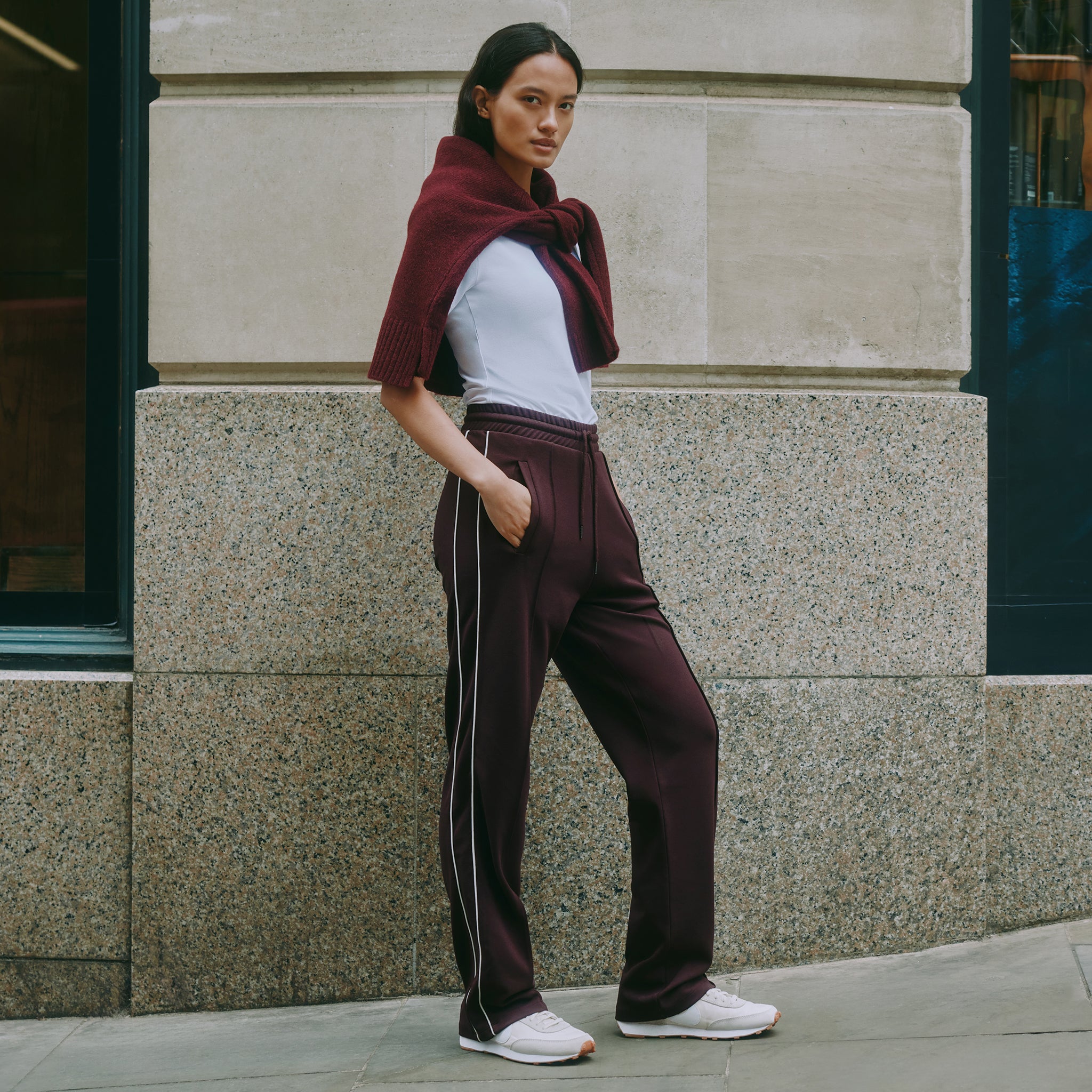Burgundy Side Stripe Jogger
