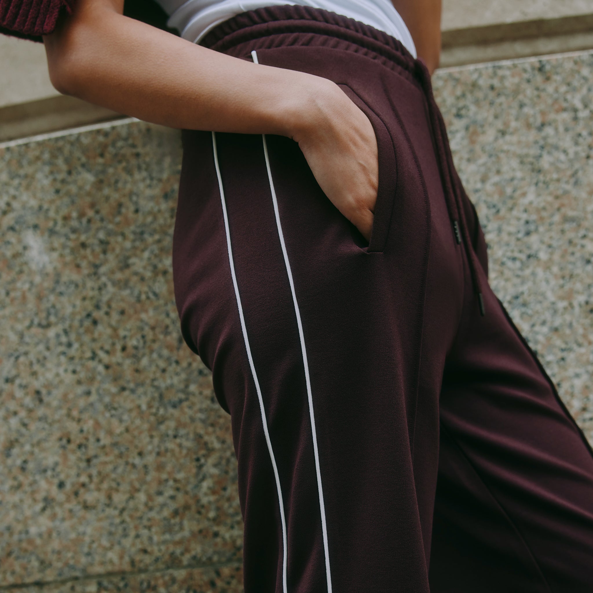 Burgundy Side Stripe Jogger