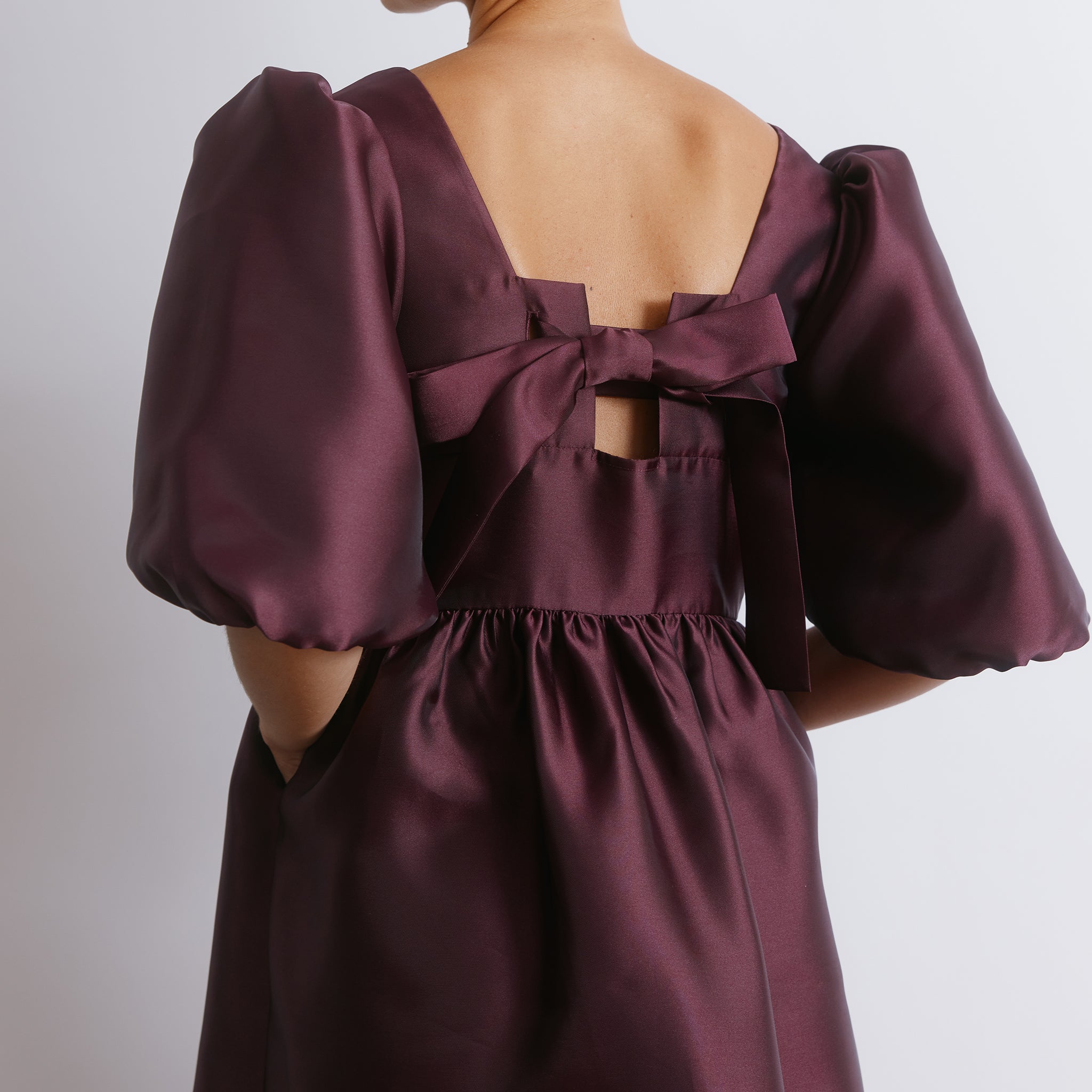 Volume Sleeve Taffeta Dress
