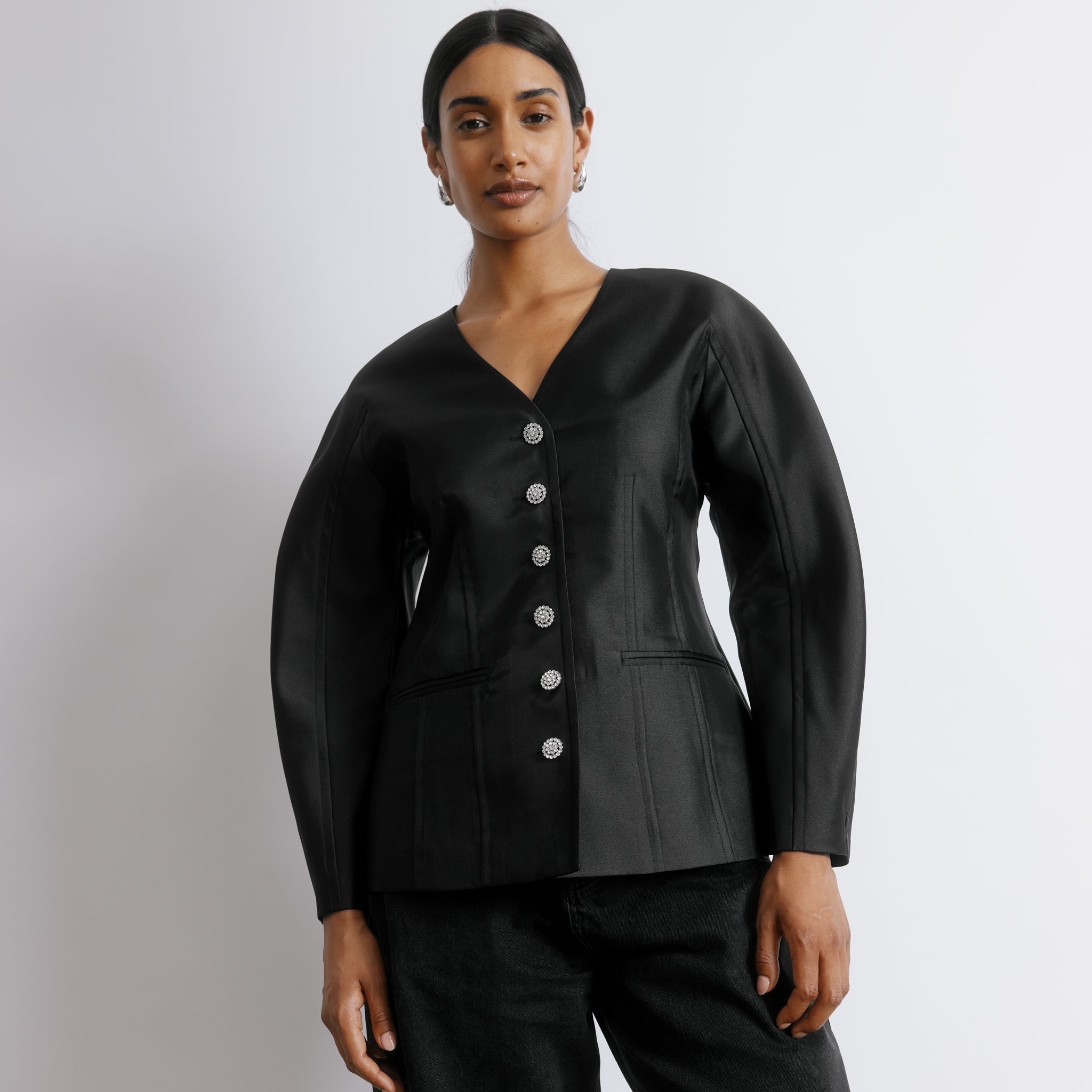 Cocoon Sleeve Taffeta Jacket
