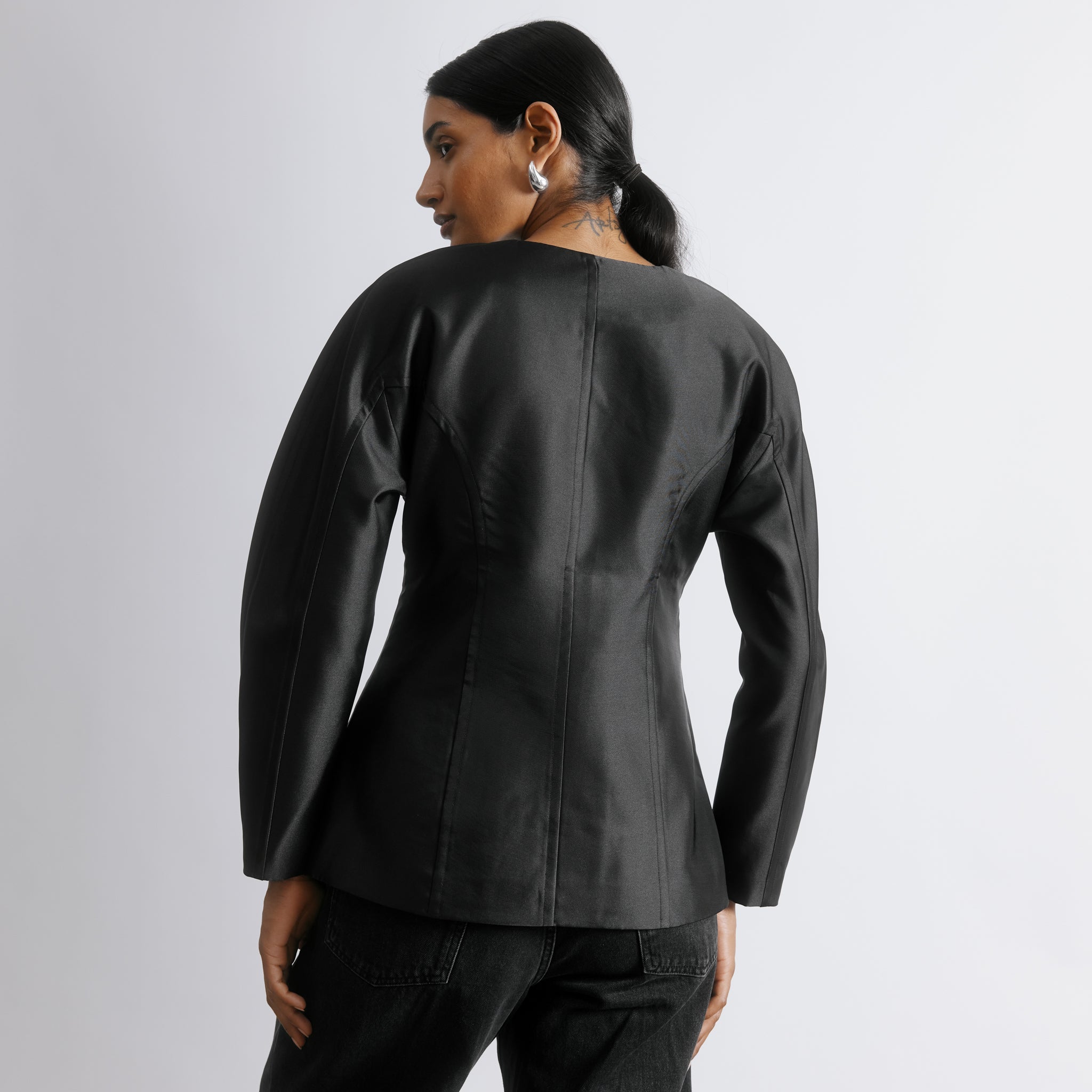 Cocoon Sleeve Taffeta Jacket