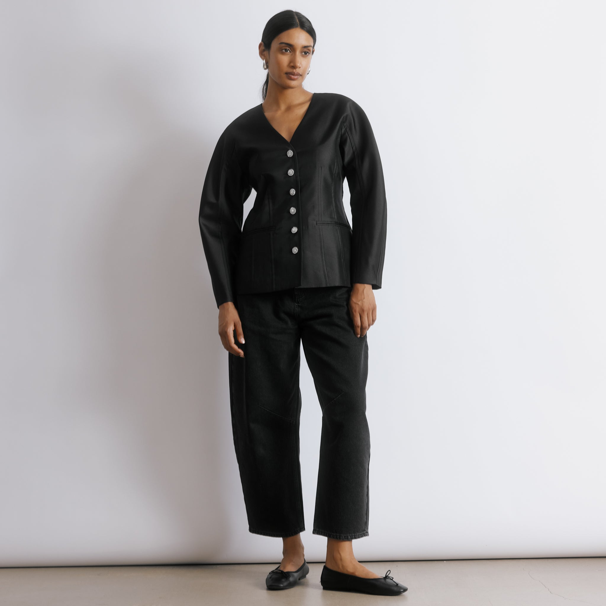 Cocoon Sleeve Taffeta Jacket