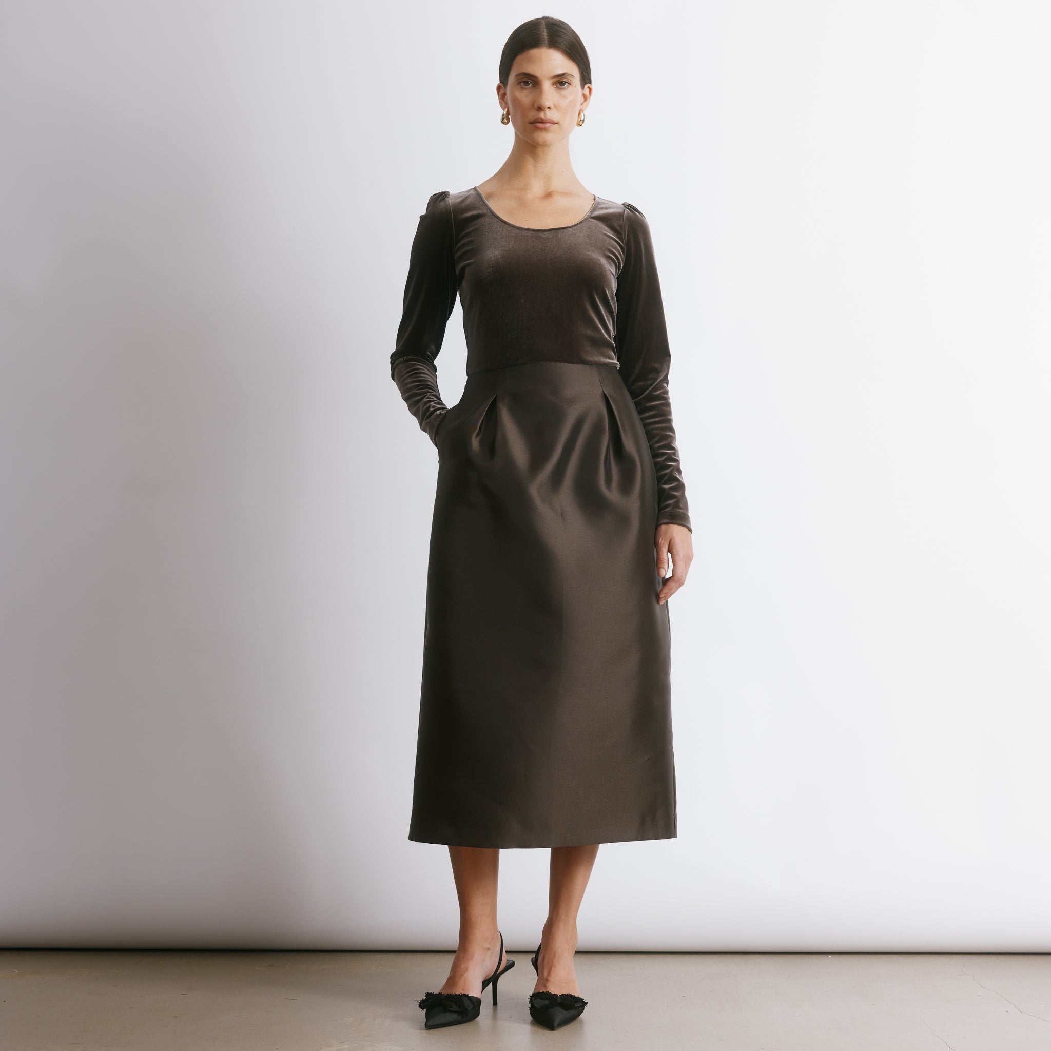 Velvet & Taffeta Tulip Dress