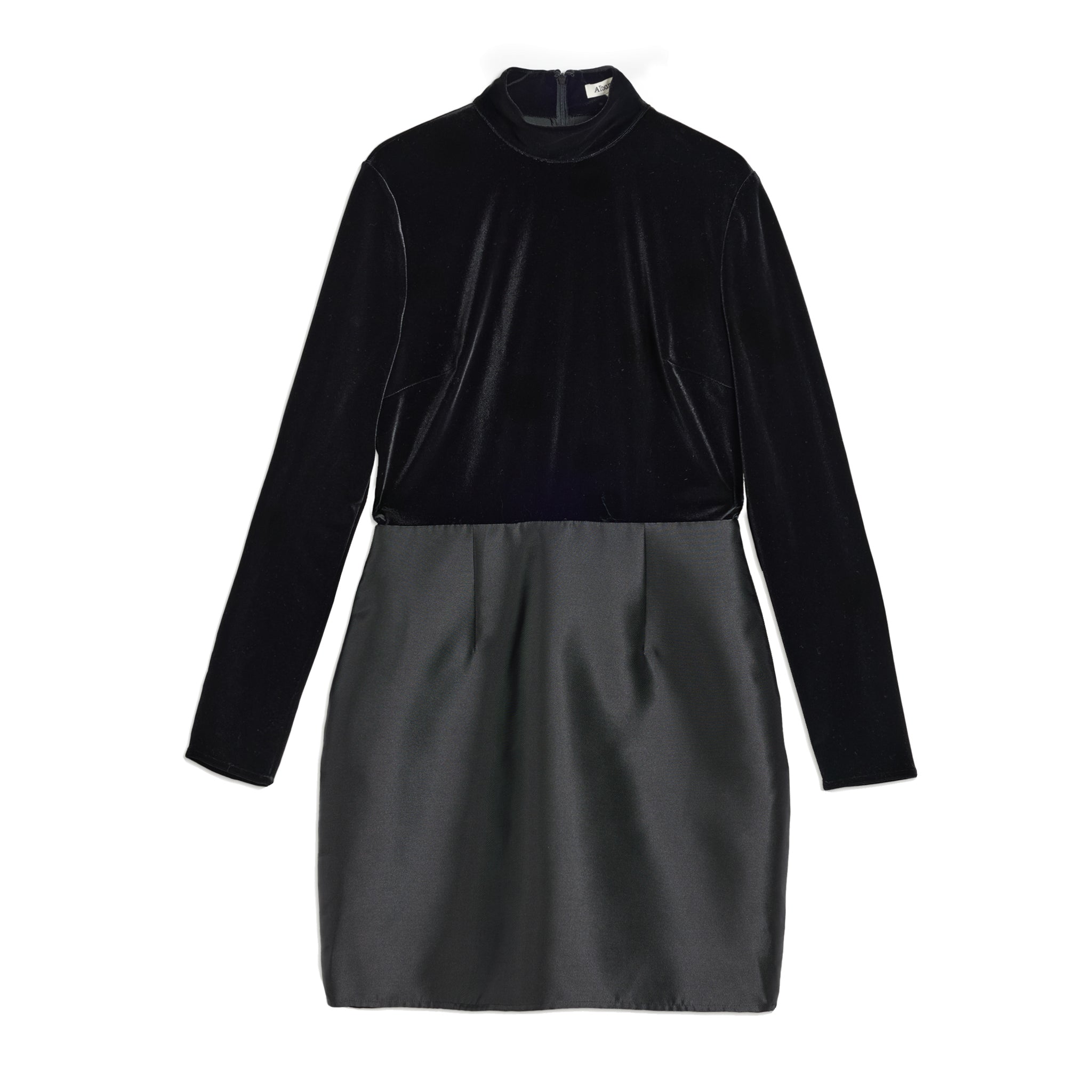 Velvet & Taffeta Funnel Neck short Dress