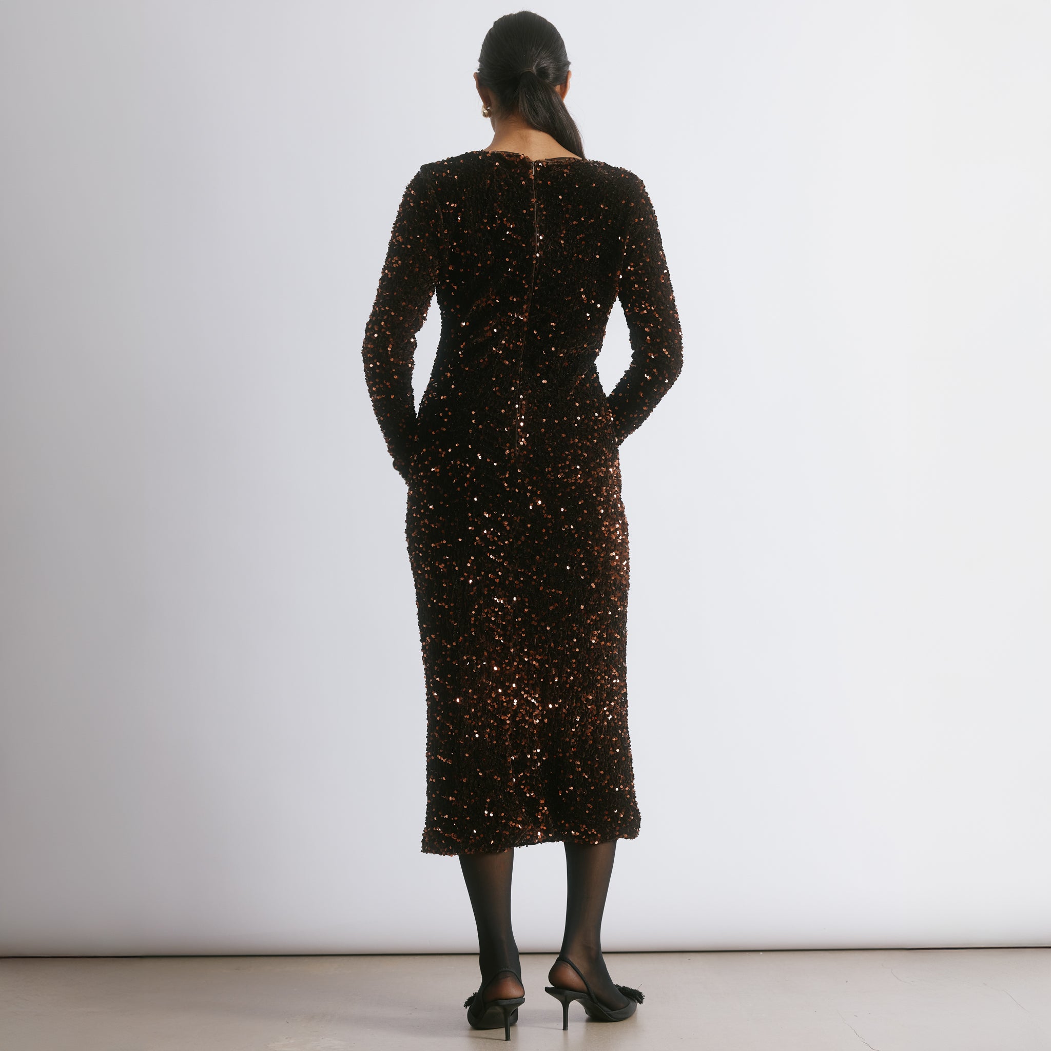 Velvet & Sequin Square Neck Dress