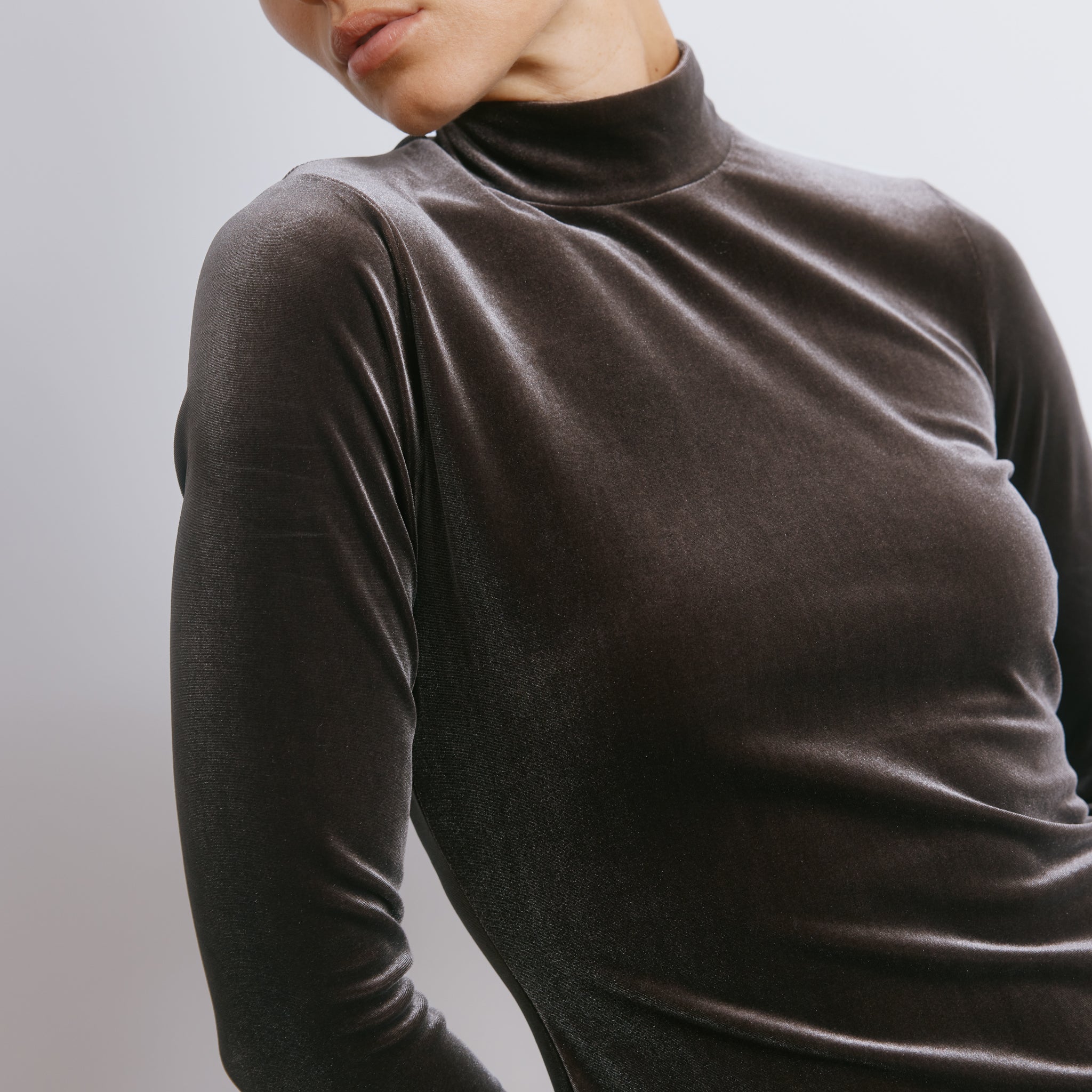 Velvet Funnel Neck Maxi Dress