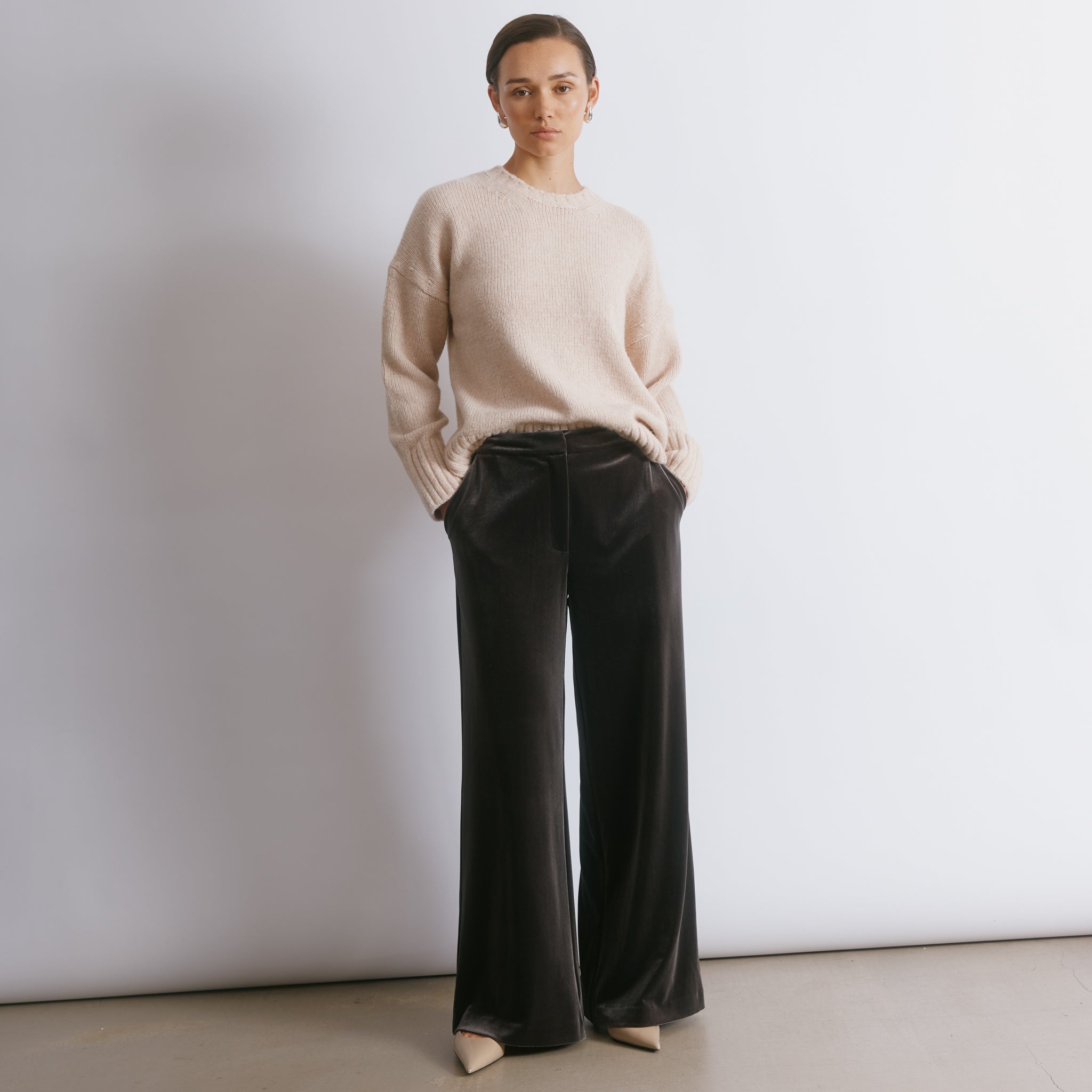 Velvet Wide Leg Trousers