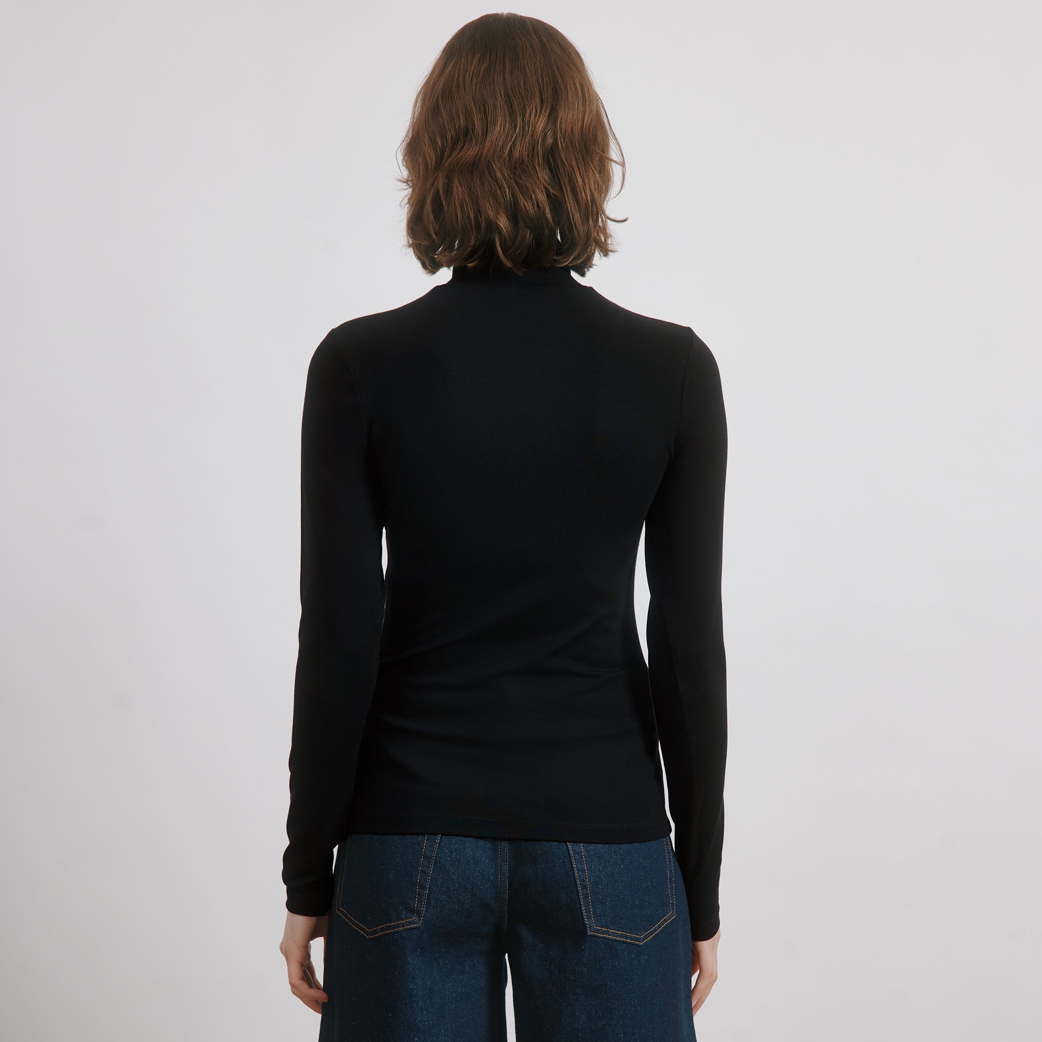 Black Jersey Turtle Neck