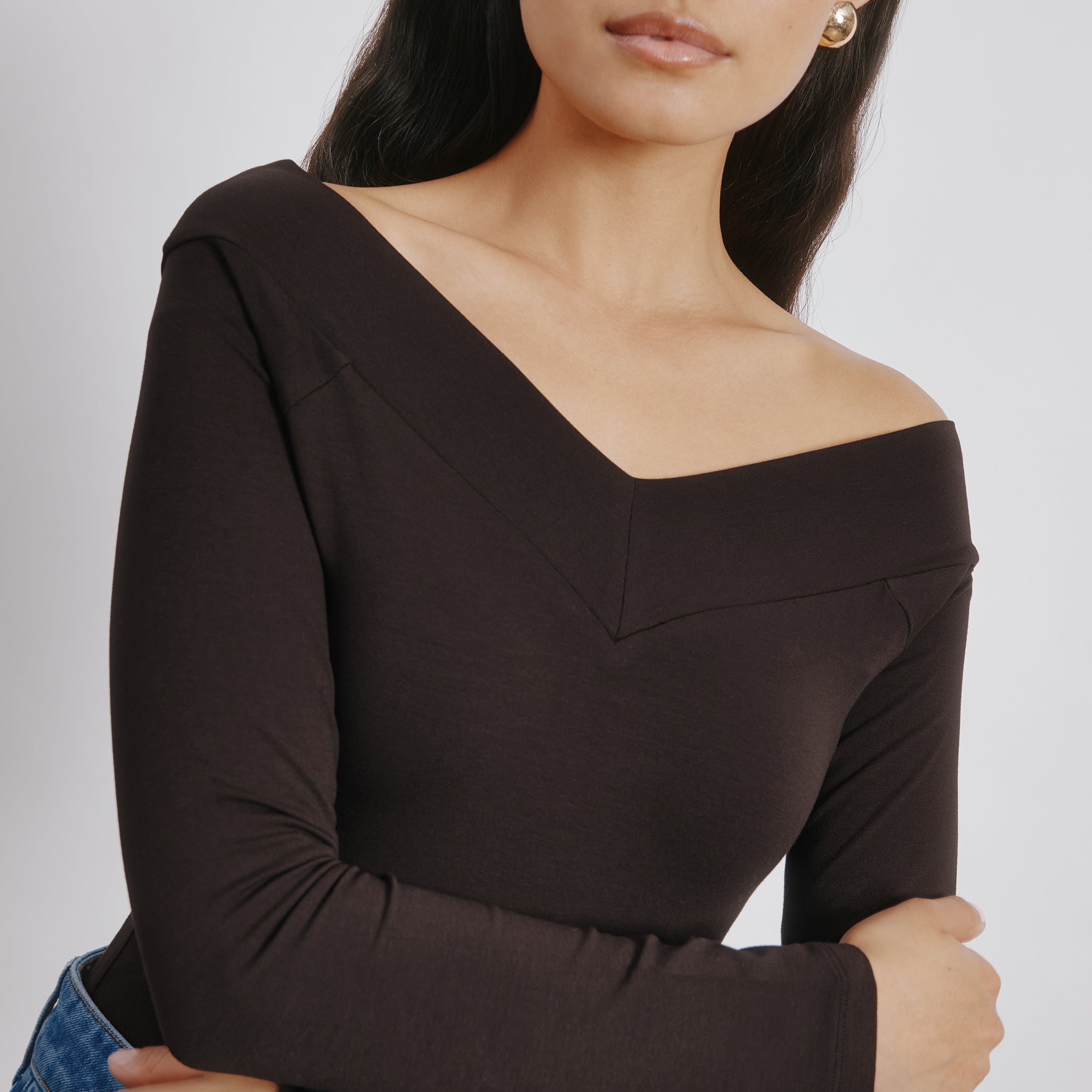 Chocolate V Bardot Top