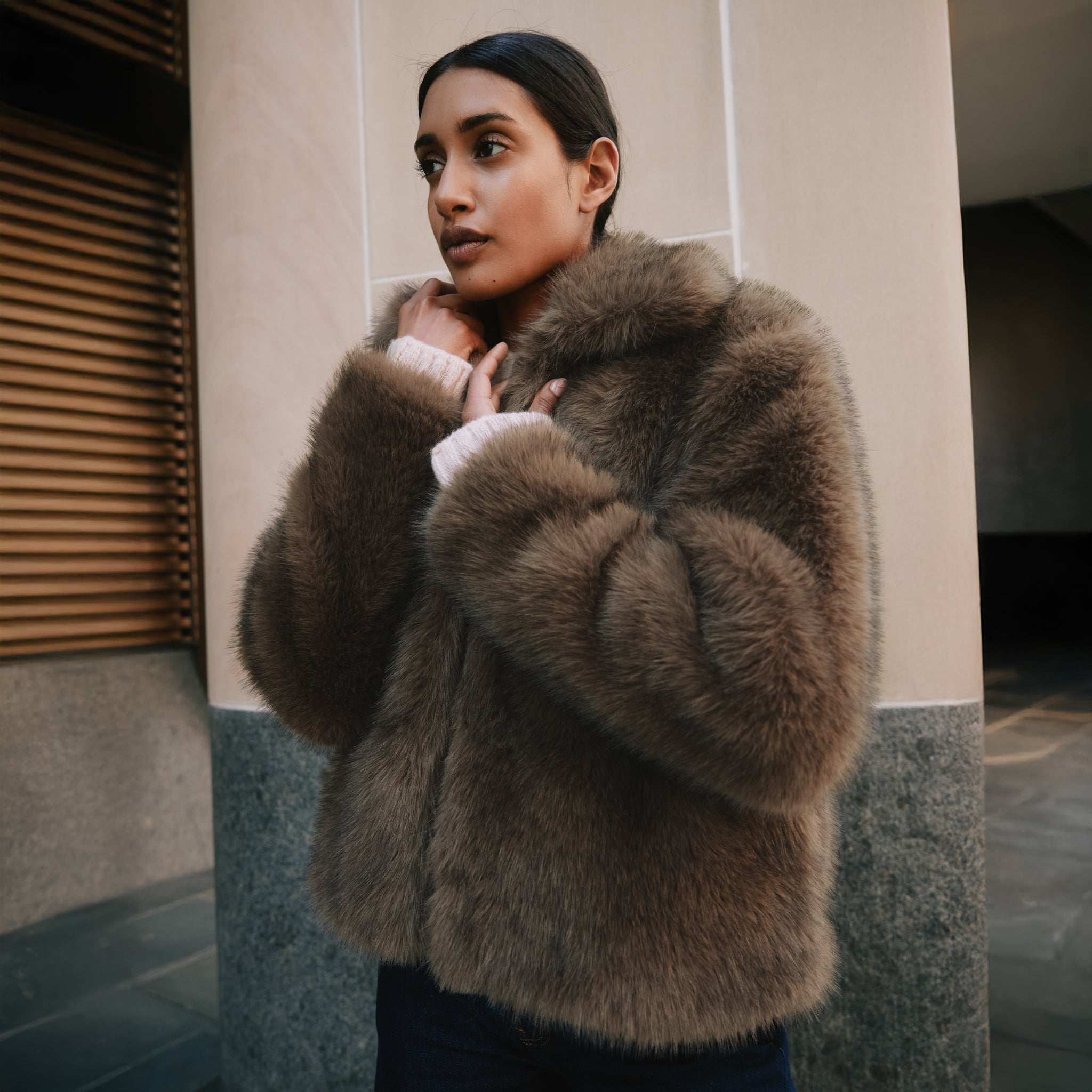 Brown Faux Fur Jacket