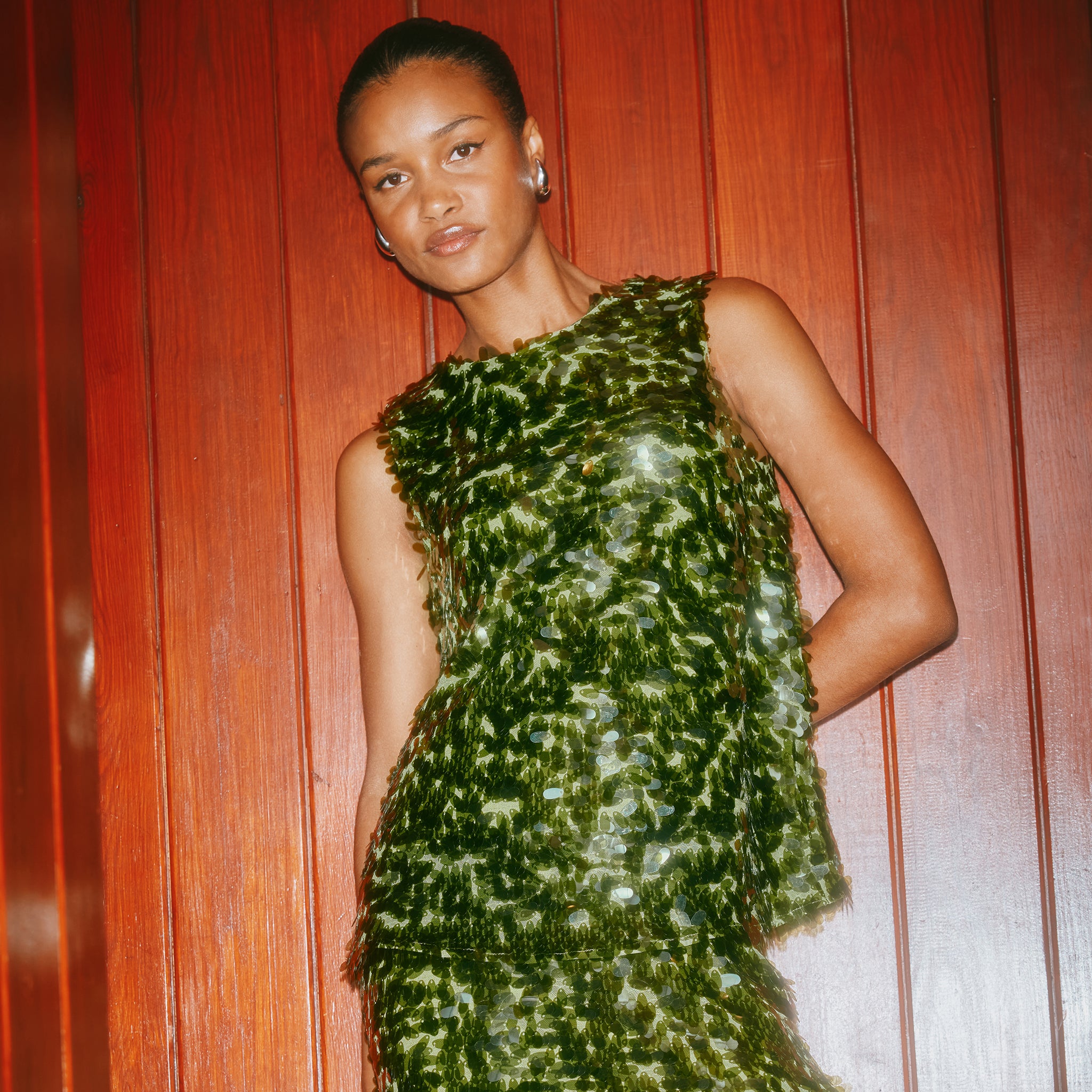 Drop Sequin Shell Top