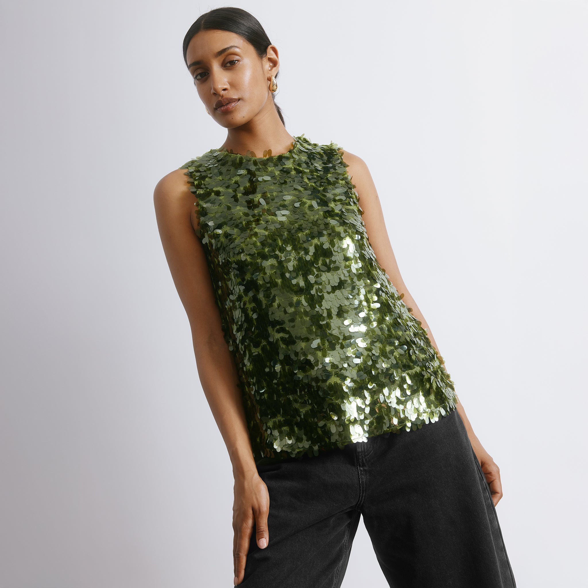 Drop Sequin Shell Top