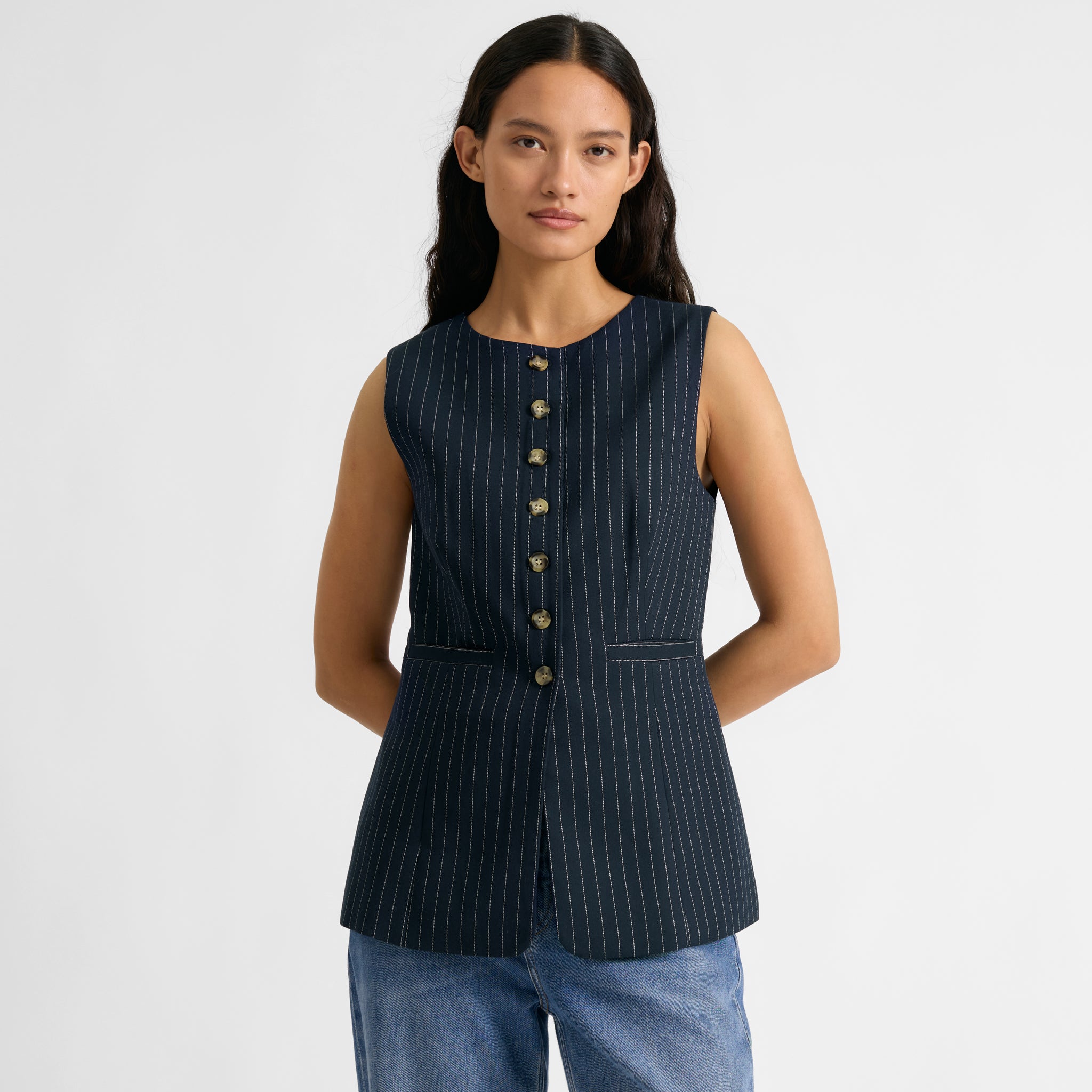 Navy Pinstripe Waistcoat