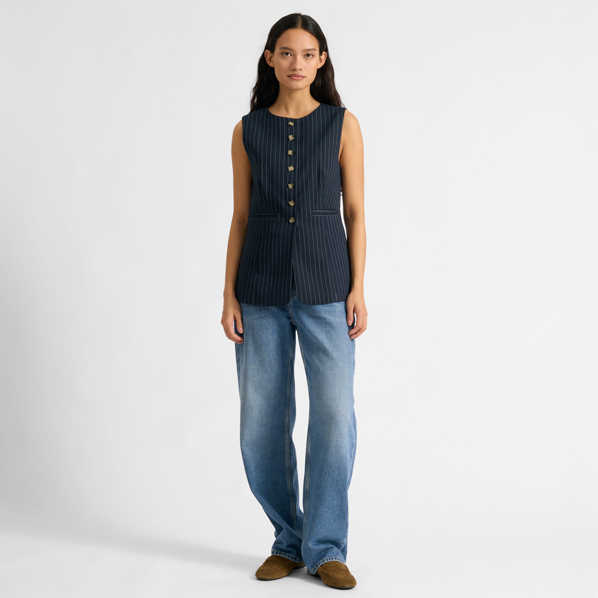 Navy Pinstripe Waistcoat