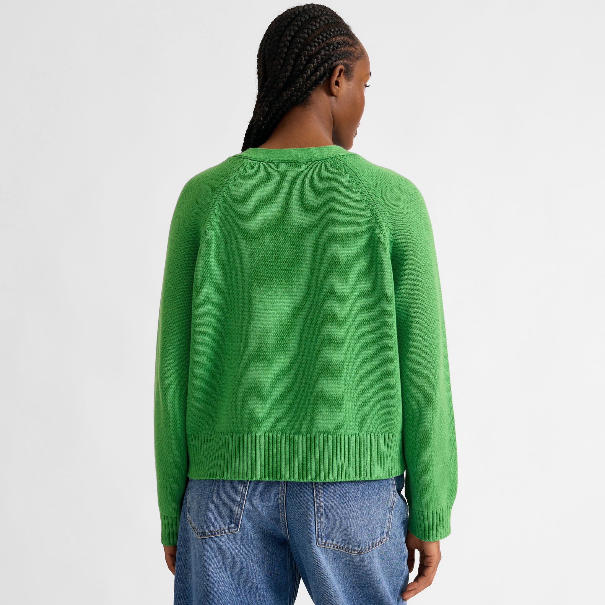 Green Cotton Relaxed Cardigan