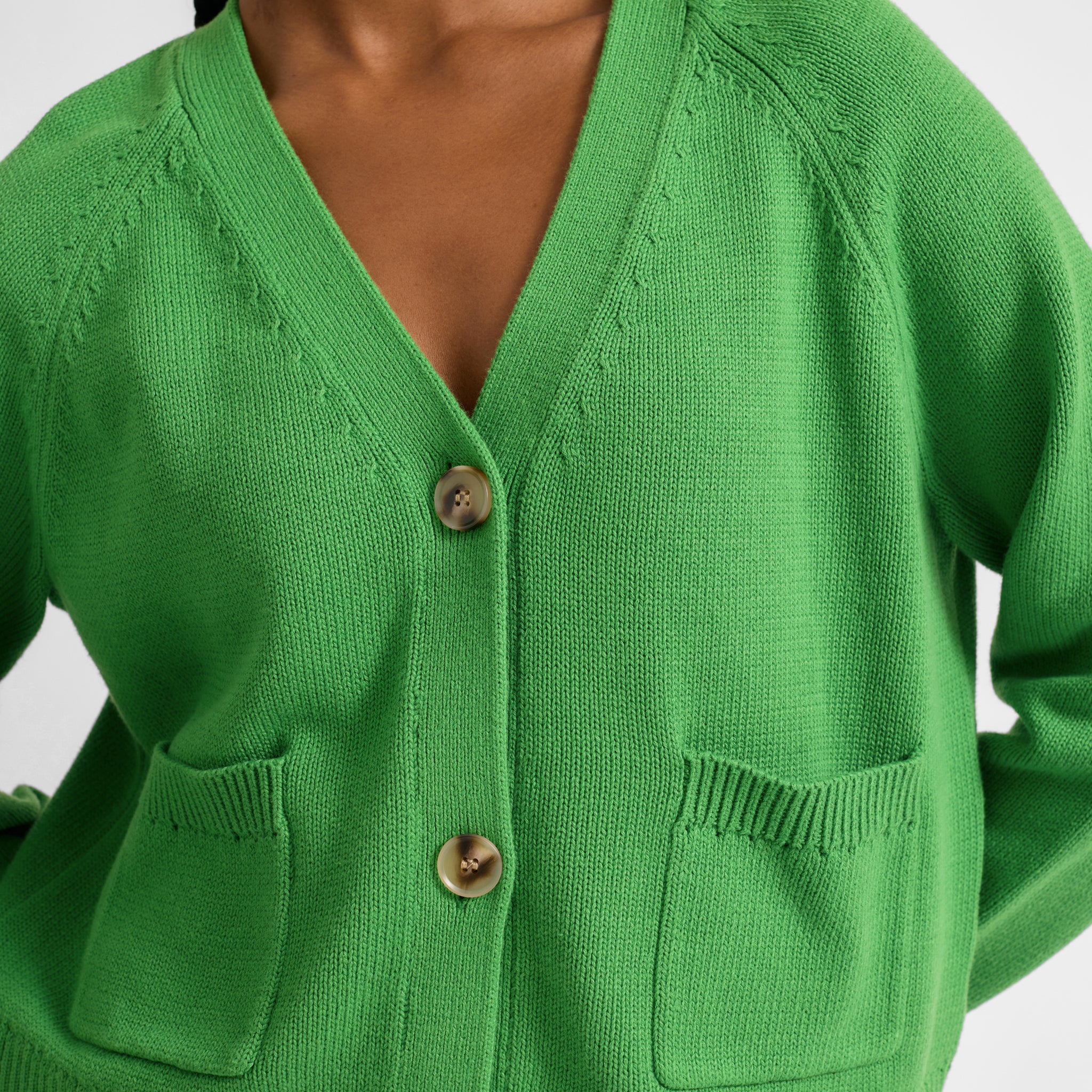 Green Cotton Relaxed Cardigan